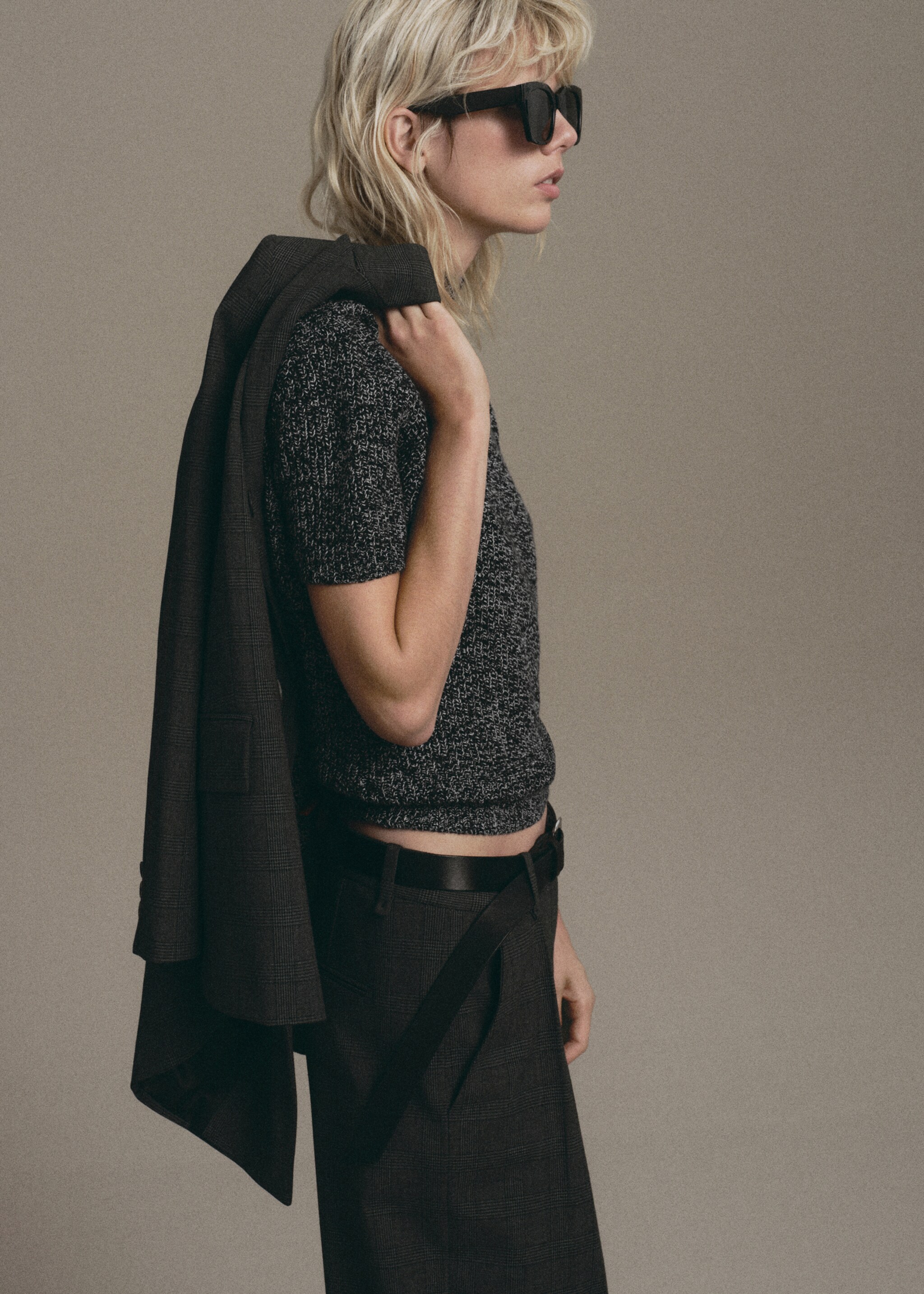 Marbled perkins-neck sweater - Details of the article 1, Black. Ref: 17007815-01.