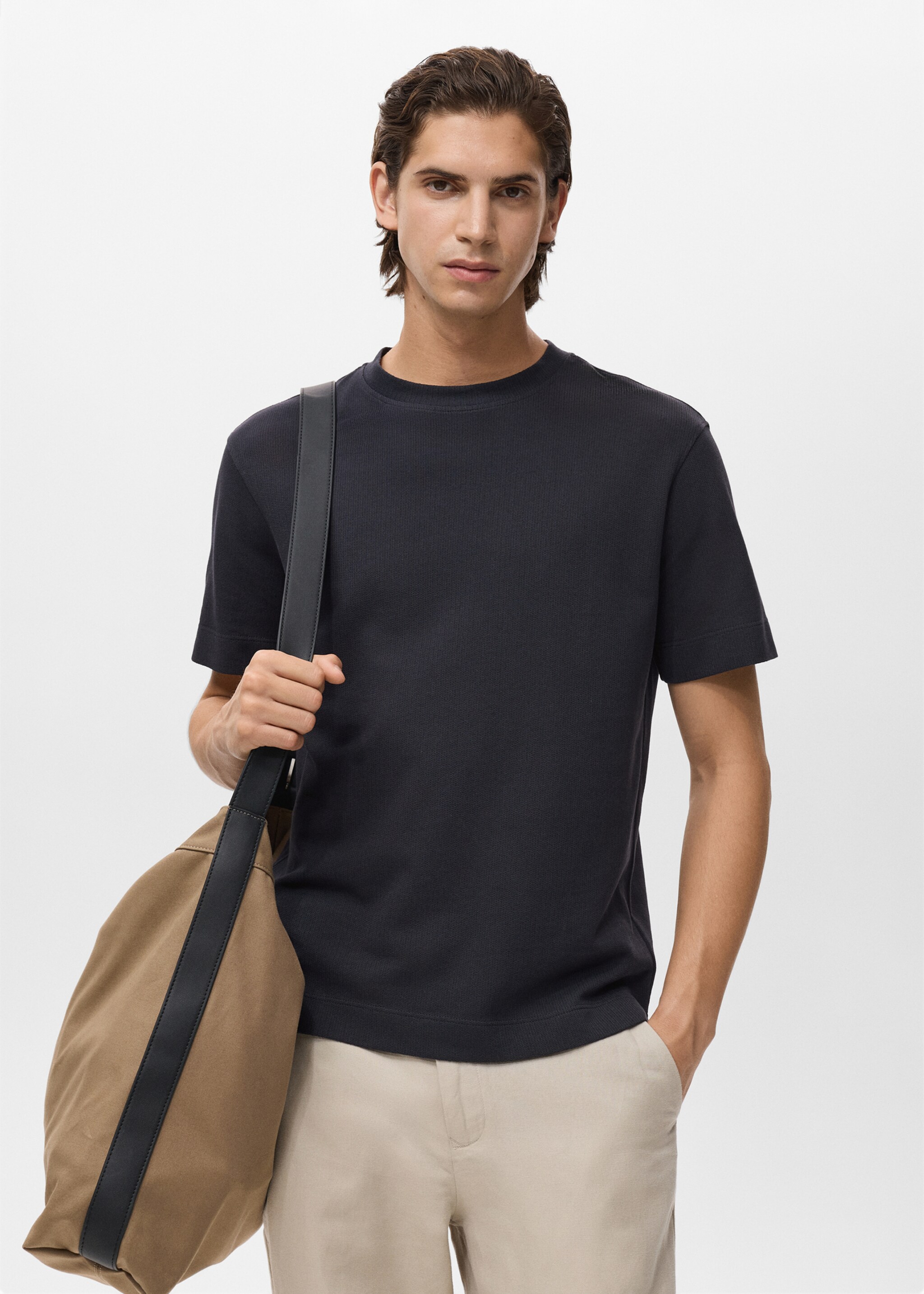 Cotton fine-knit t-shirt - Medium plane