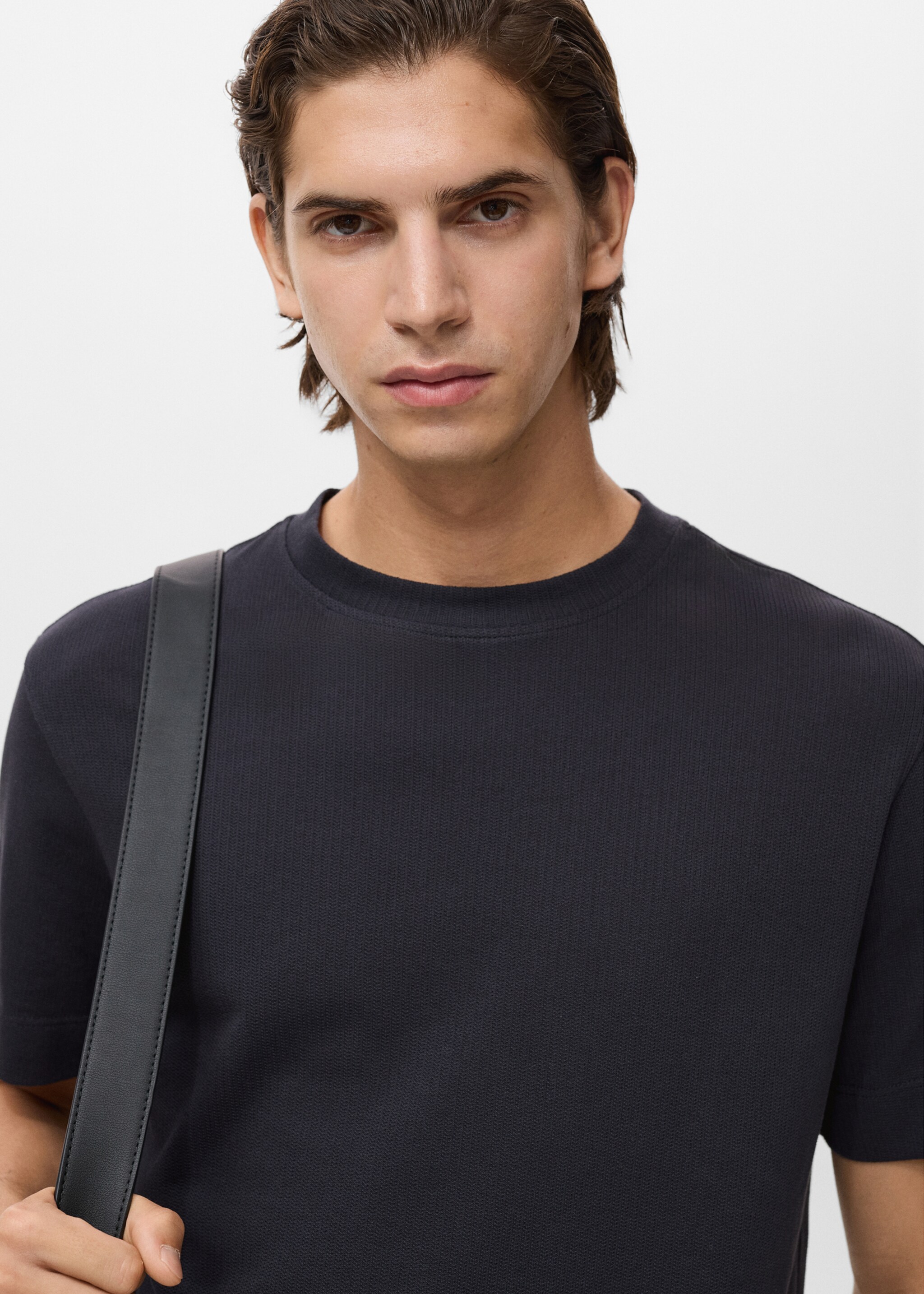 Cotton fine-knit t-shirt - Details of the article 1