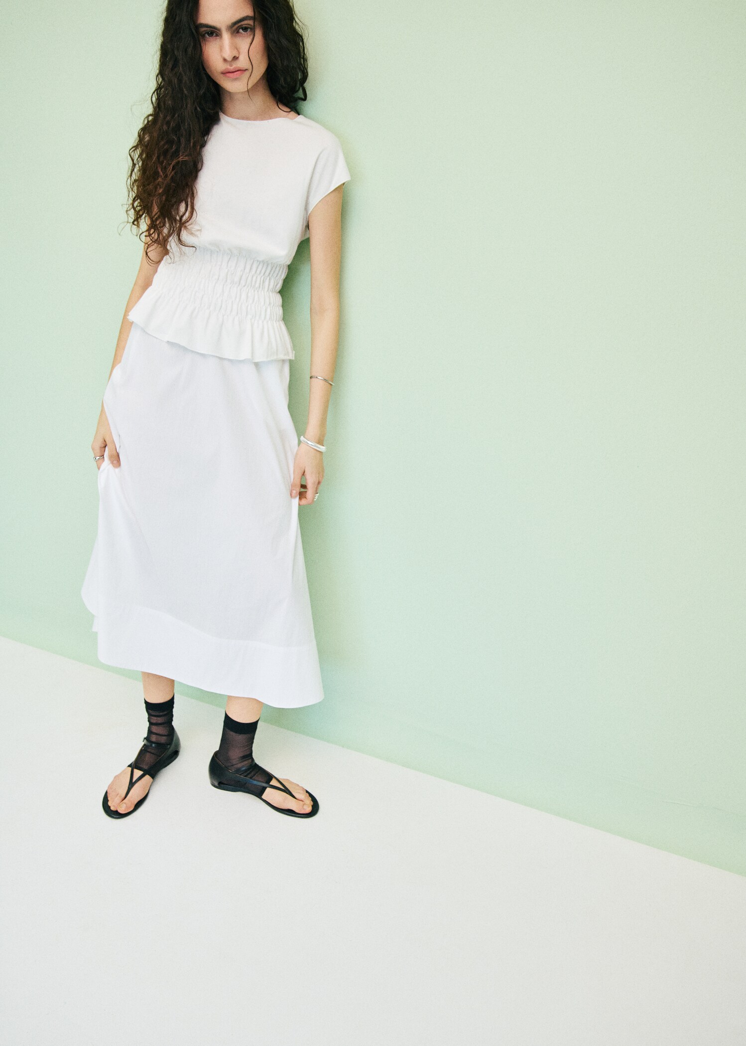 Flared cotton skirt - Medium plane