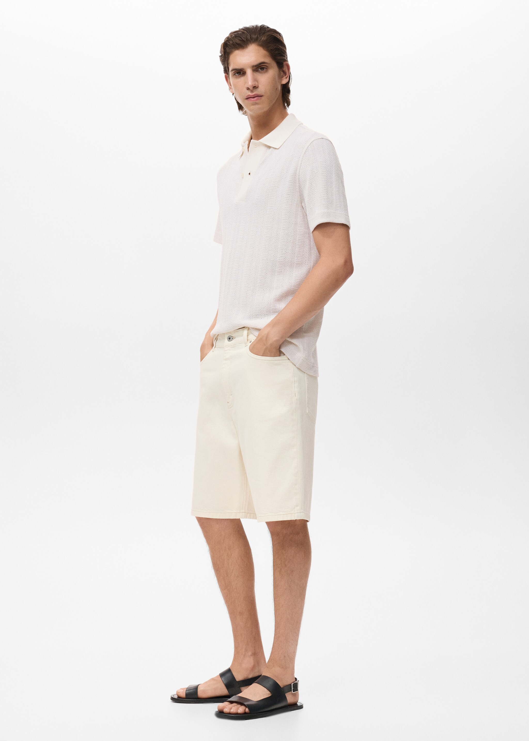 Denim relaxed-fit bermuda shorts - Details of the article 2, Off White. Ref: 17012901-02.