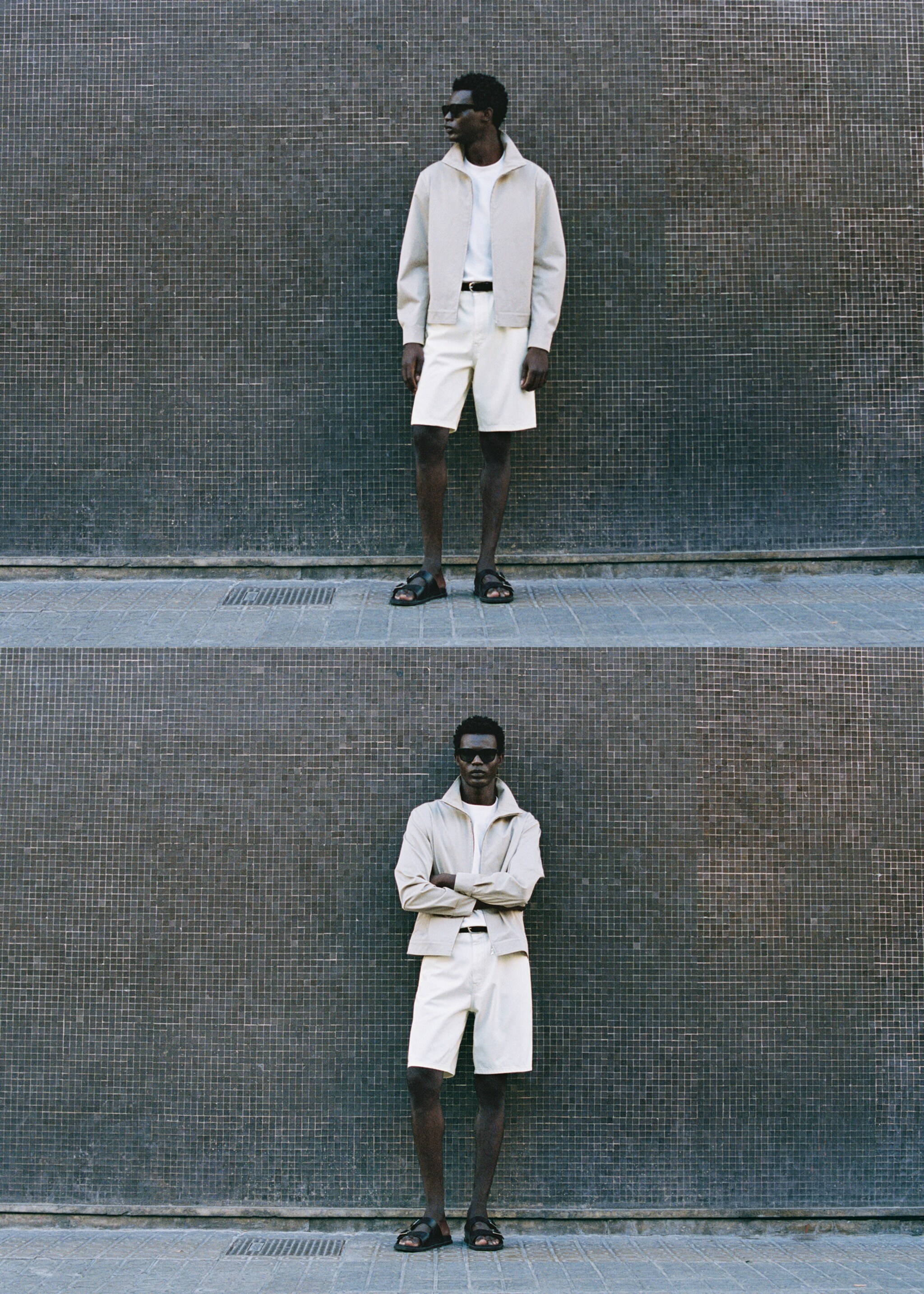 Denim relaxed-fit bermuda shorts - Details of the article 5, Off White. Ref: 17012901-02.