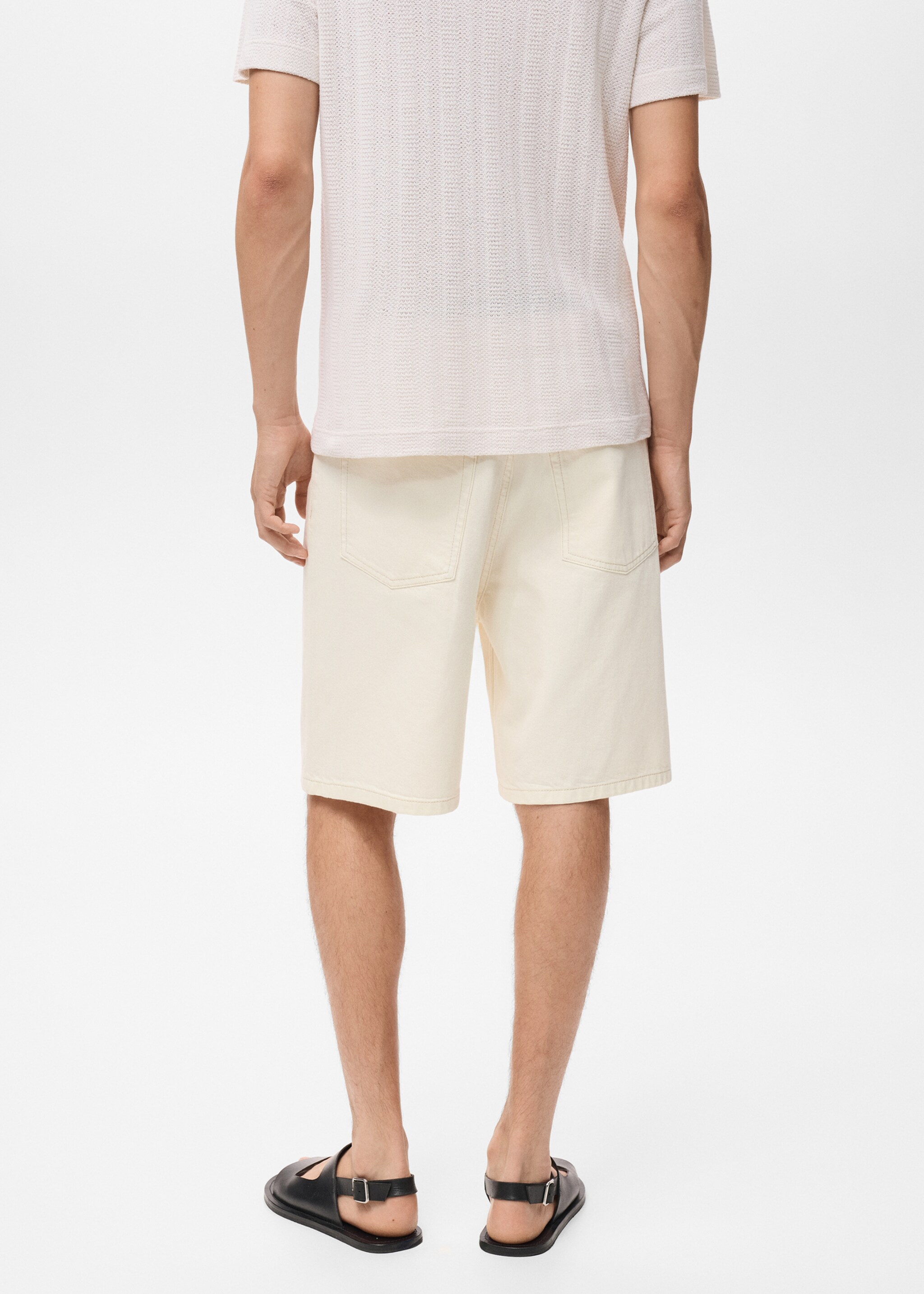 Denim relaxed-fit bermuda shorts - Reverse of the article, Off White. Ref: 17012901-02.