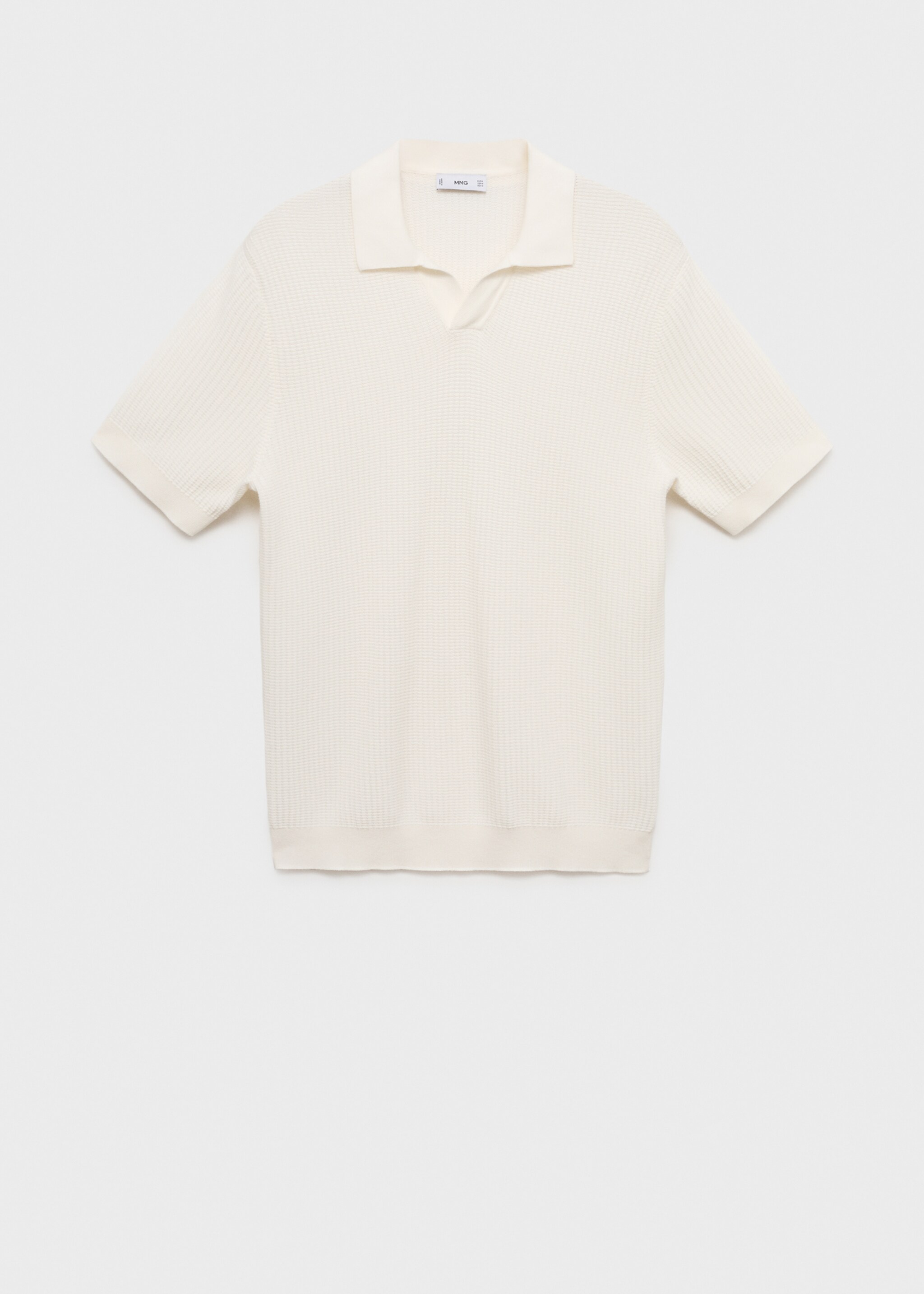 Structured cotton knitted polo shirt - Article without model, Off White. Ref: 17012906-01.