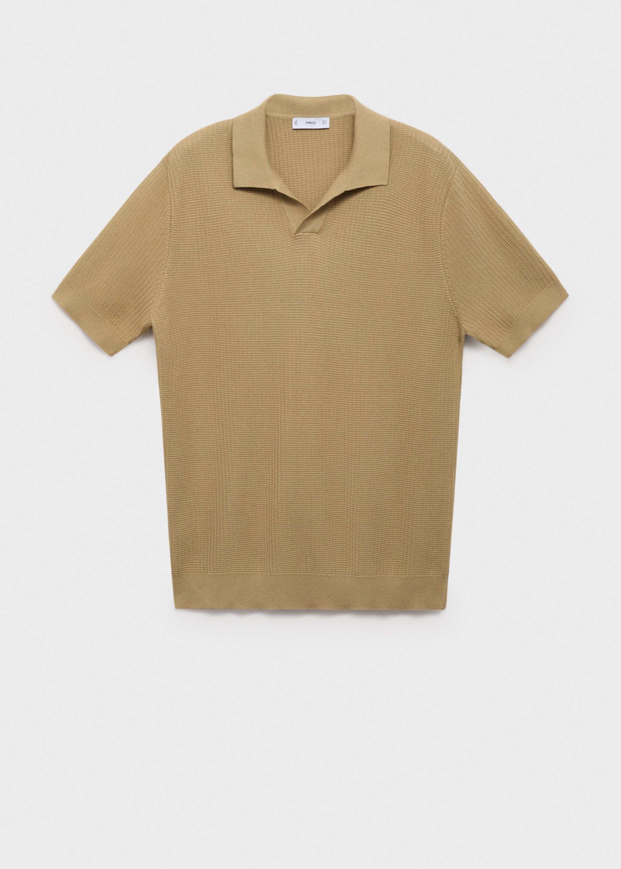 Structured cotton knitted polo shirt - Article without model, Beige. Ref: 17012906-01.