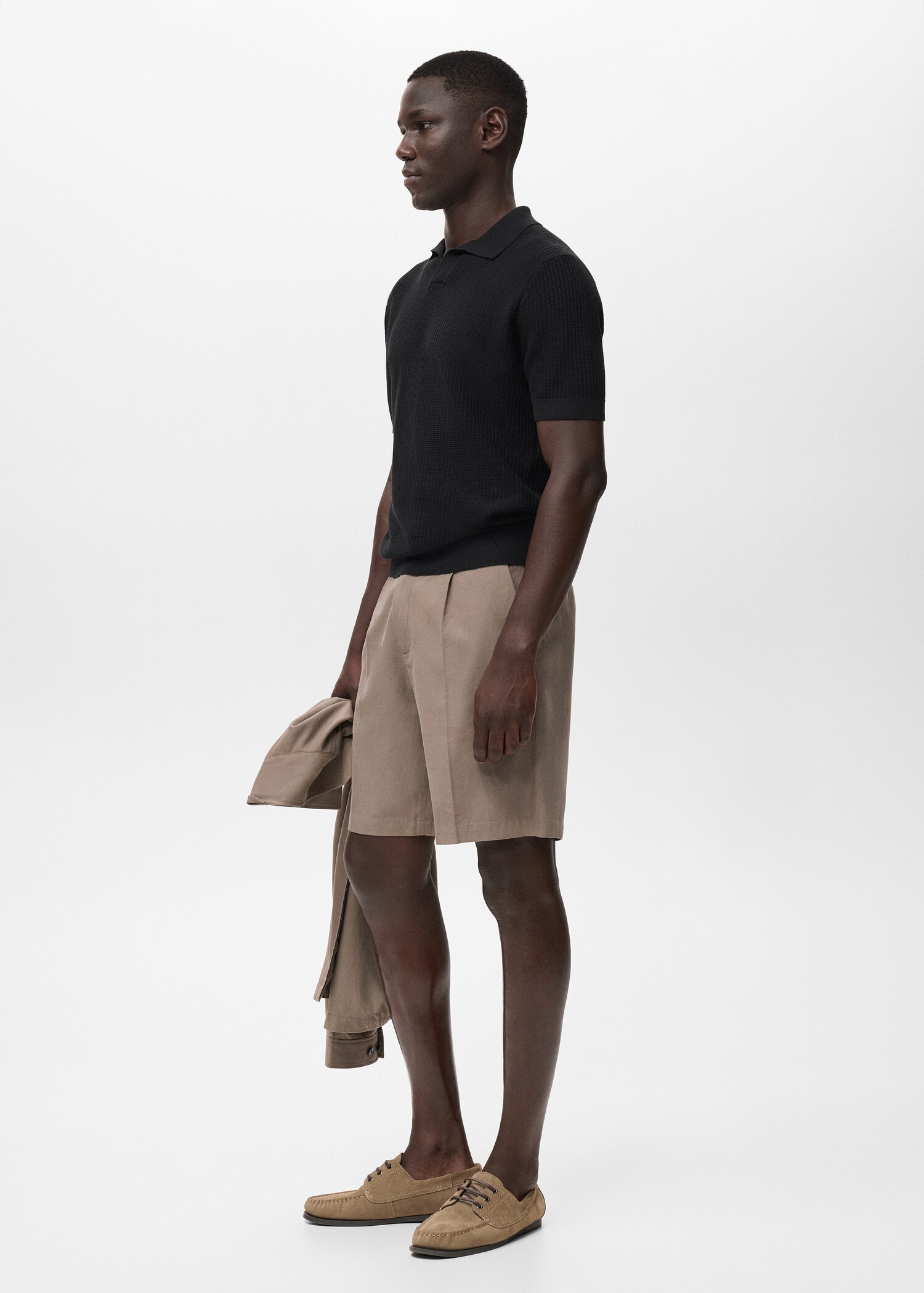 Structured cotton knitted polo shirt - Details of the article 2