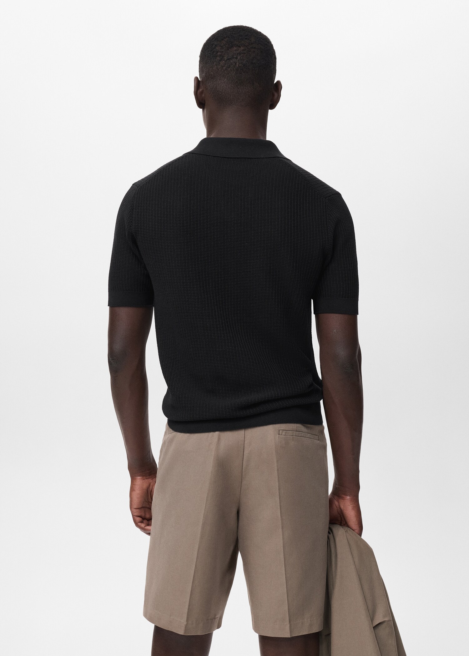Structured cotton knitted polo shirt - Reverse of the article