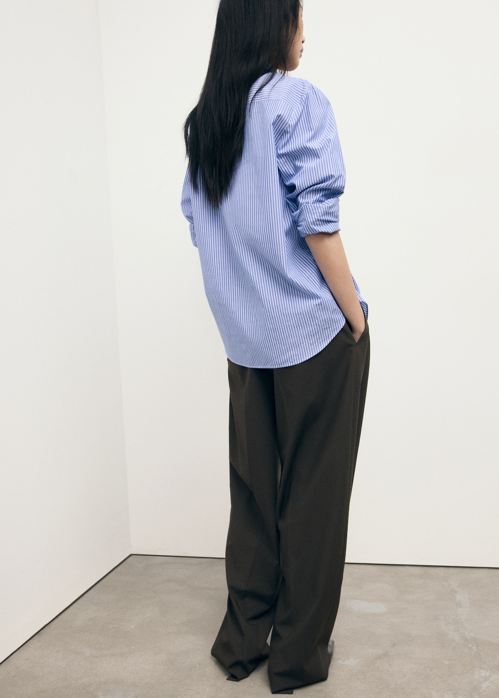 Cotton and lyocell blend straight shirt