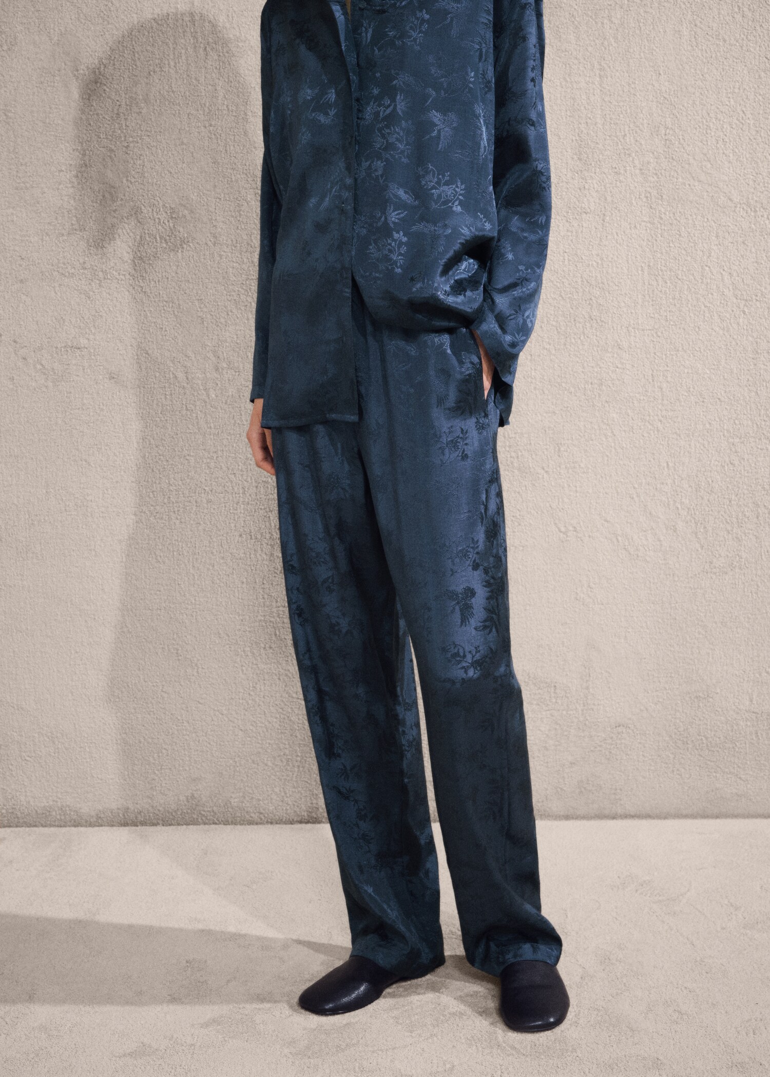 Jacquard satin pyjama trousers - Medium plane