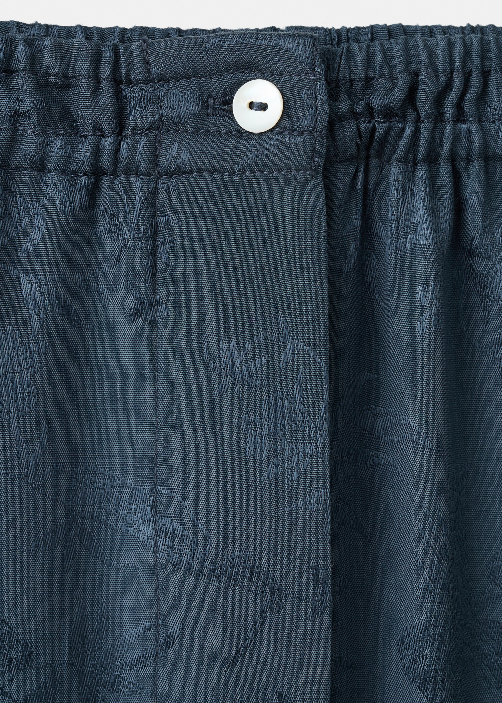 Jacquard satin pyjama trousers - Details of the article 8, Night Blue. Ref: 17014109-01.