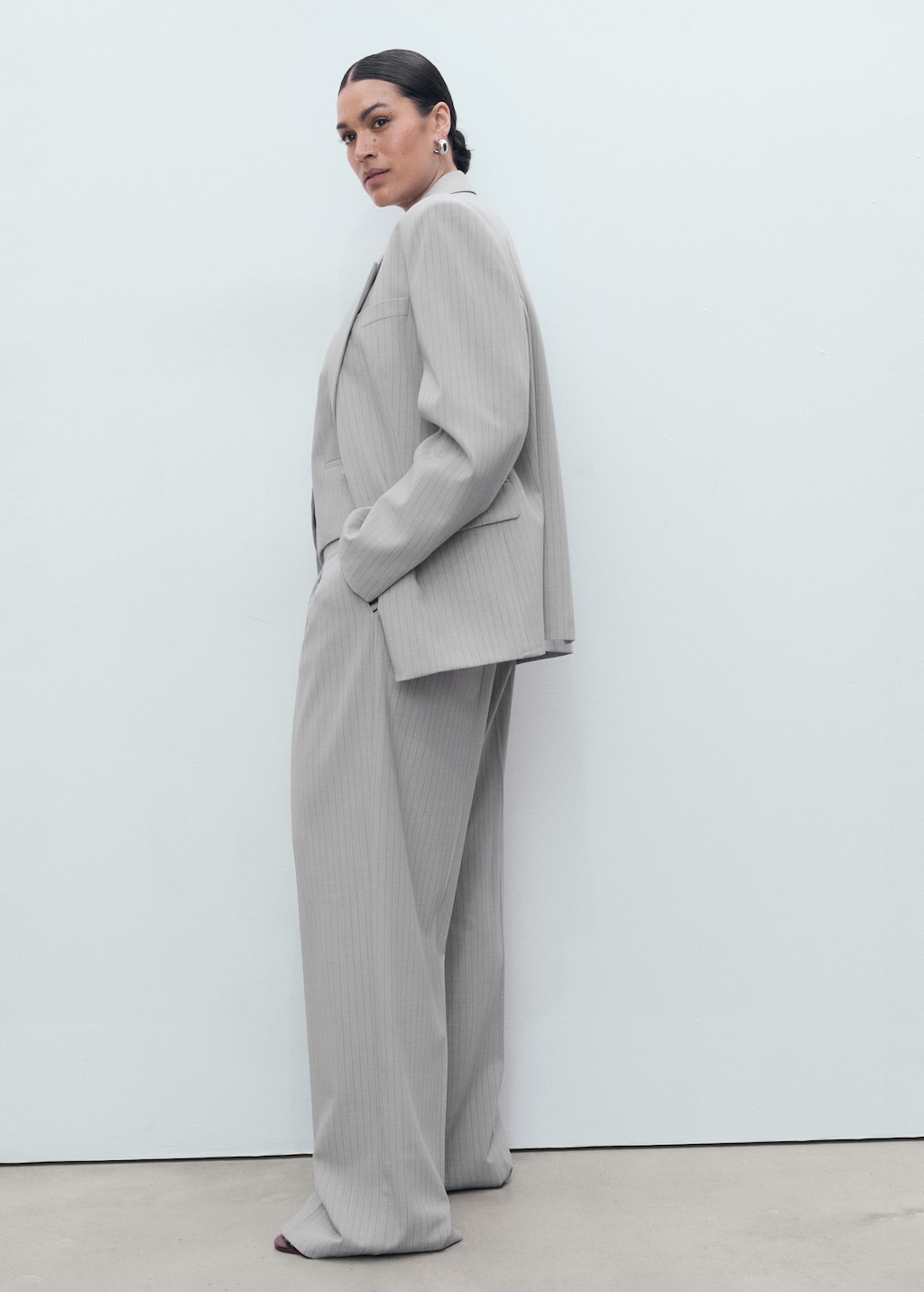 Pinstripe suit trousers