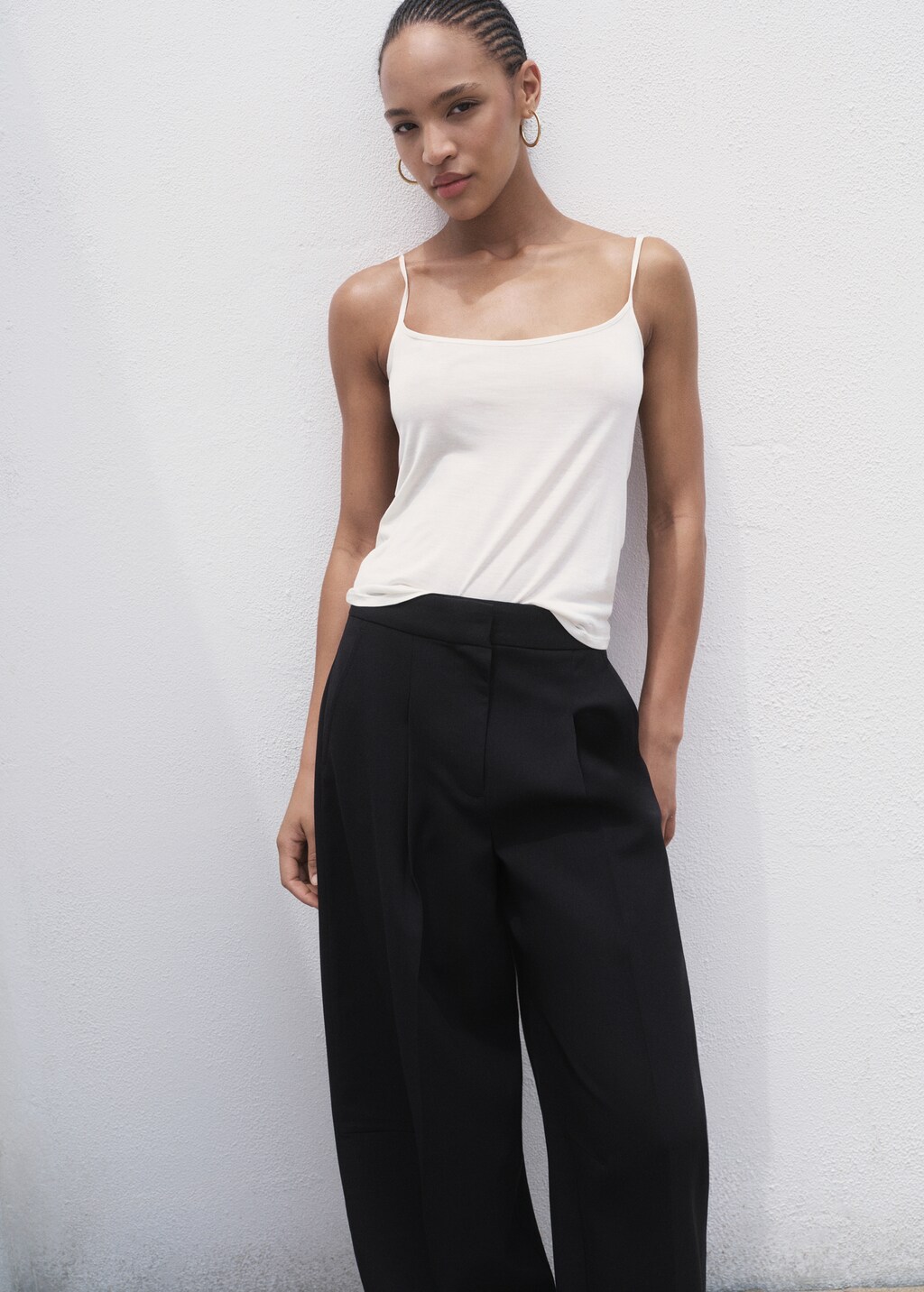 Pleated wide leg trousers