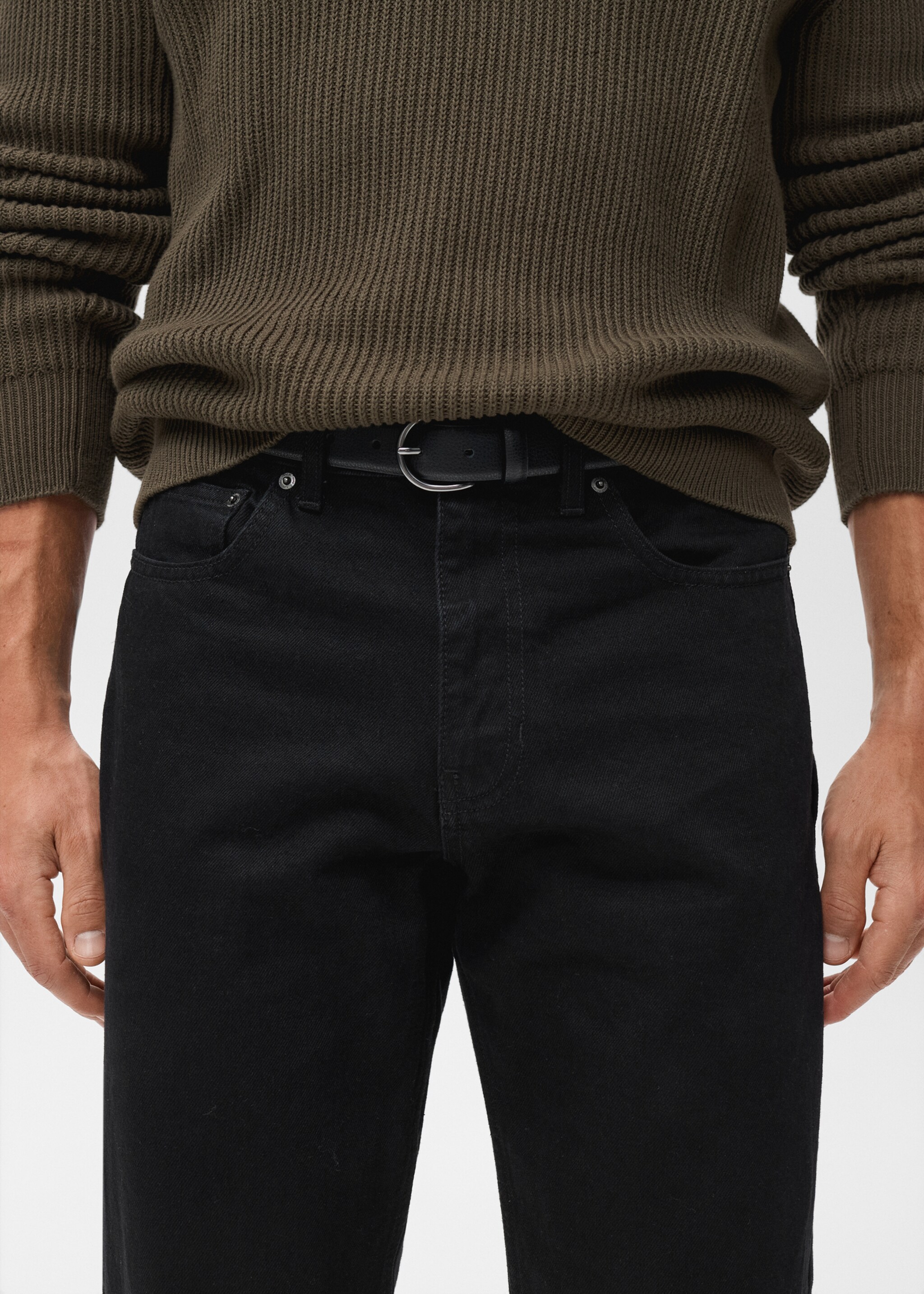 Bob regular-fit jeans - Details of the article 1, Black denim. Ref: 17015145-01.