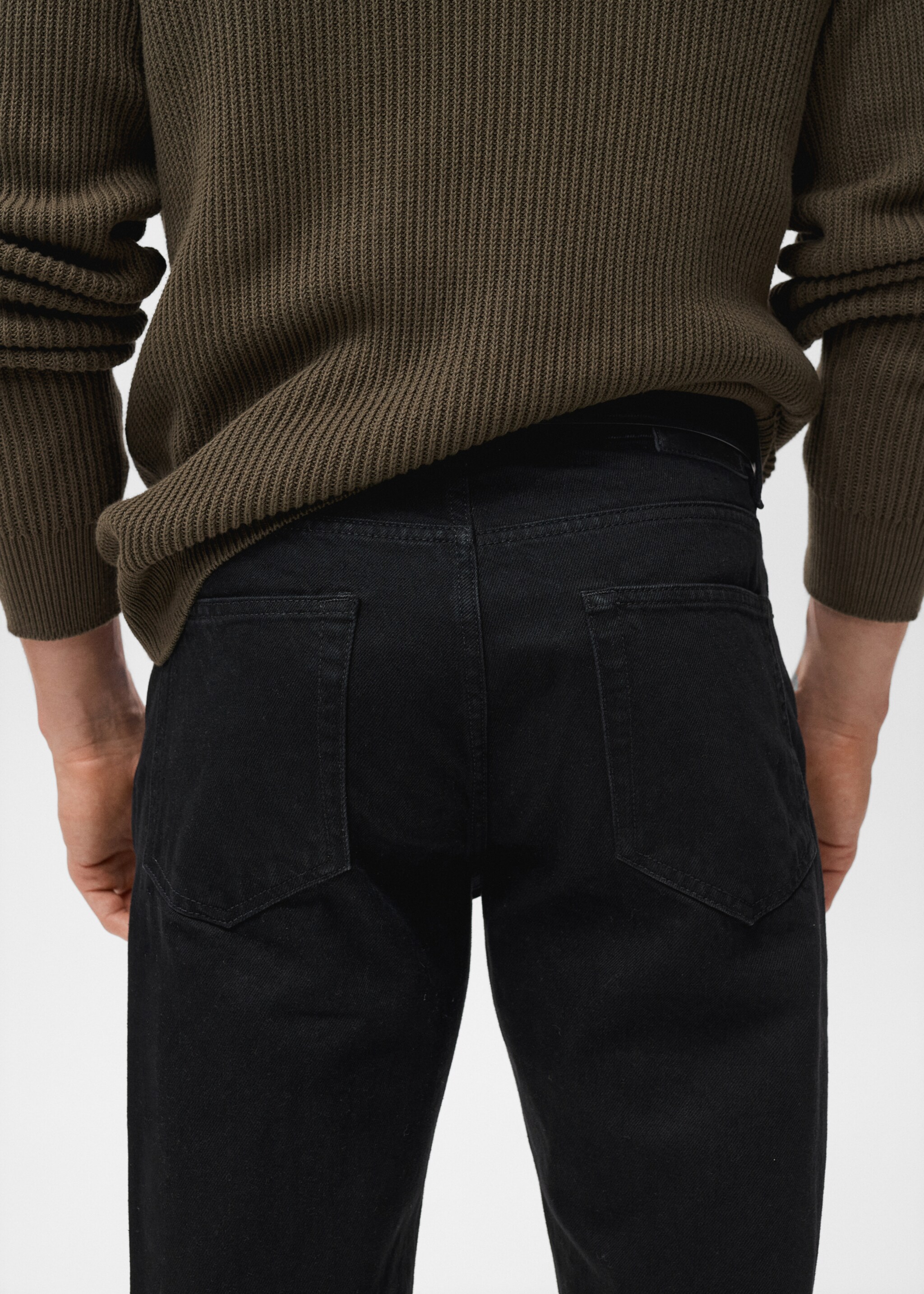 Bob regular-fit jeans - Details of the article 4, Black denim. Ref: 17015145-01.