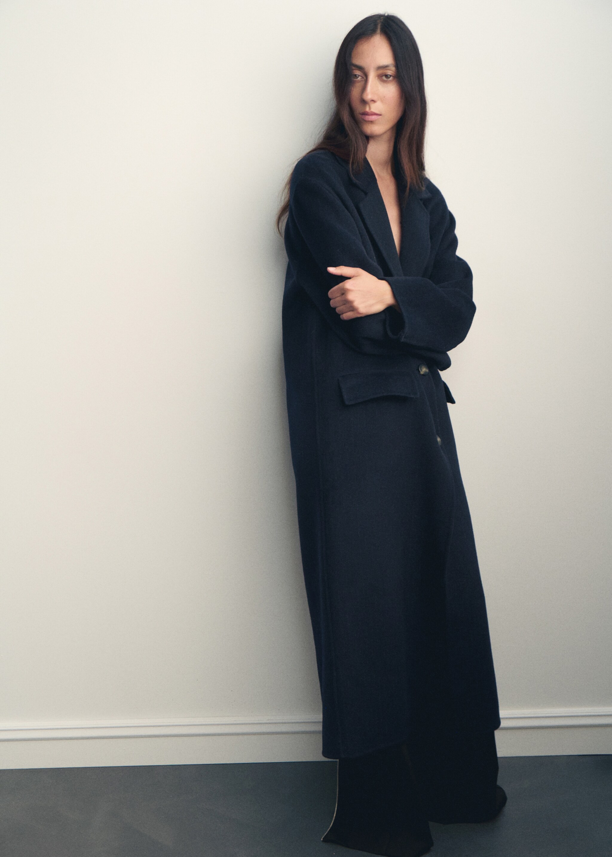 Wool overcoat - Medium plane, Dark Navy. Ref: 17015799-01.