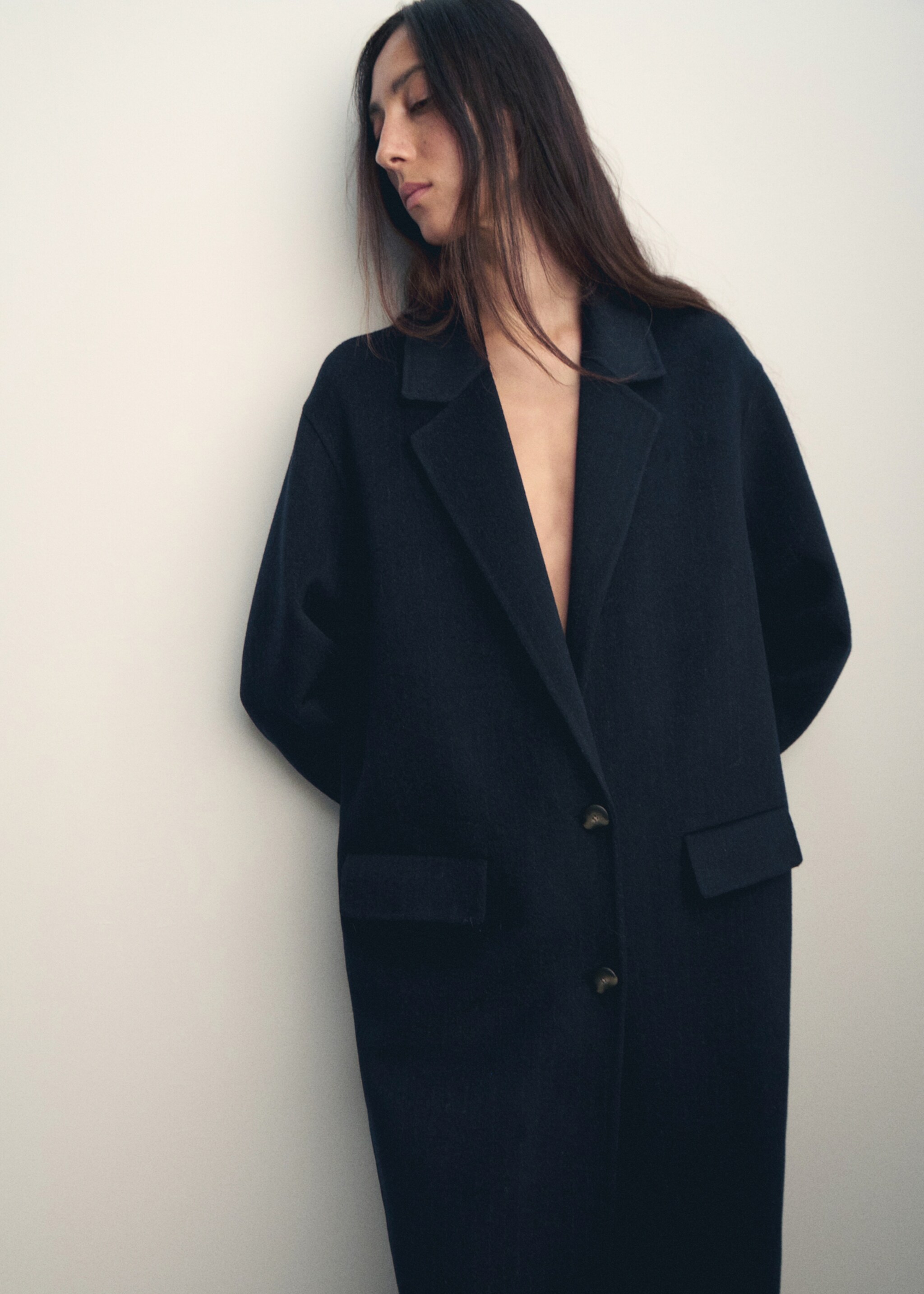 Wool overcoat - Details of the article 1, Dark Navy. Ref: 17015799-01.