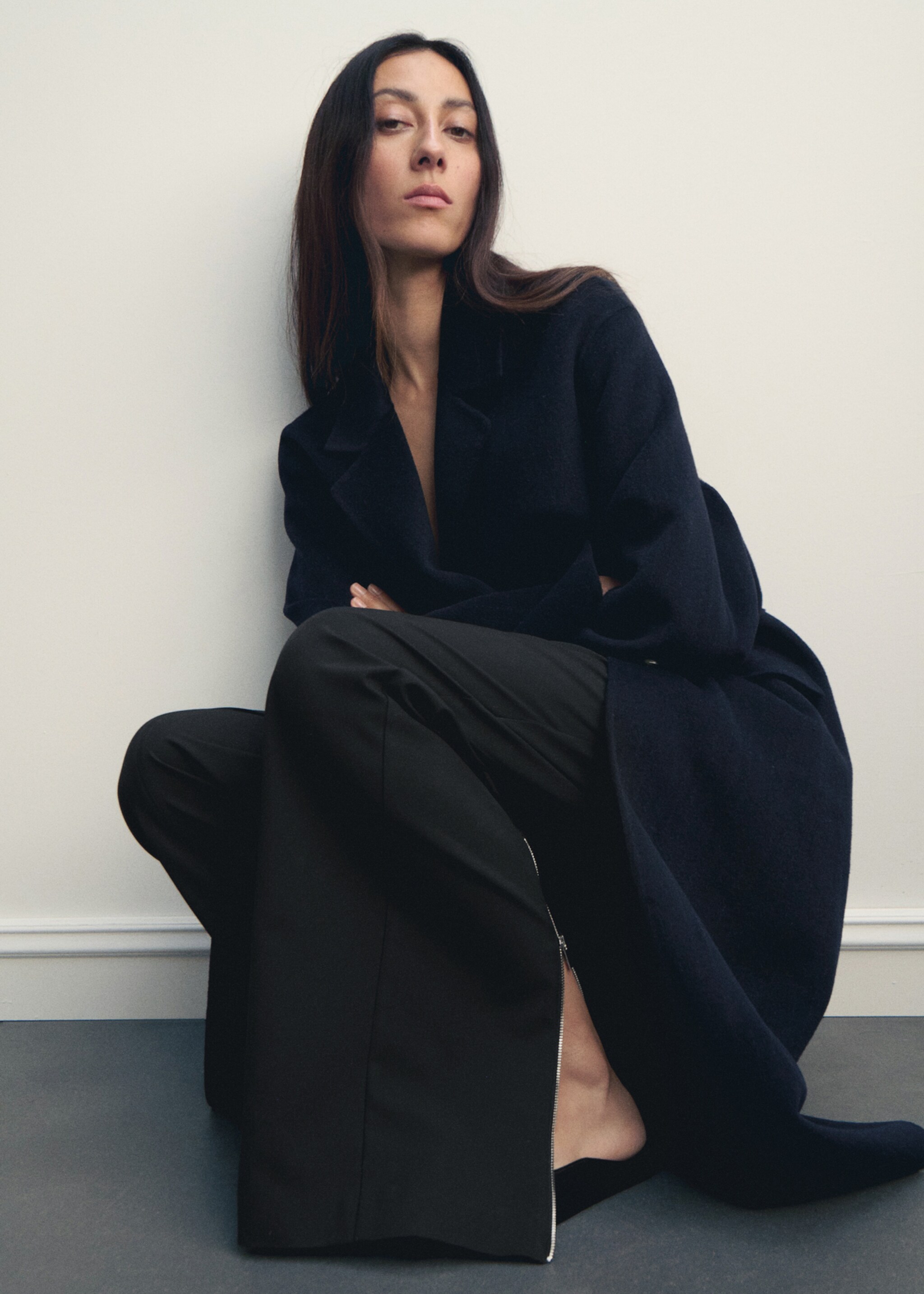Wool overcoat - Details of the article 2, Dark Navy. Ref: 17015799-01.