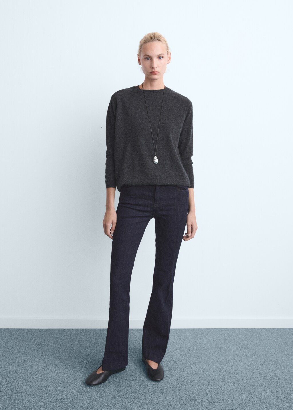 Flare jeans mid rise rinse wash