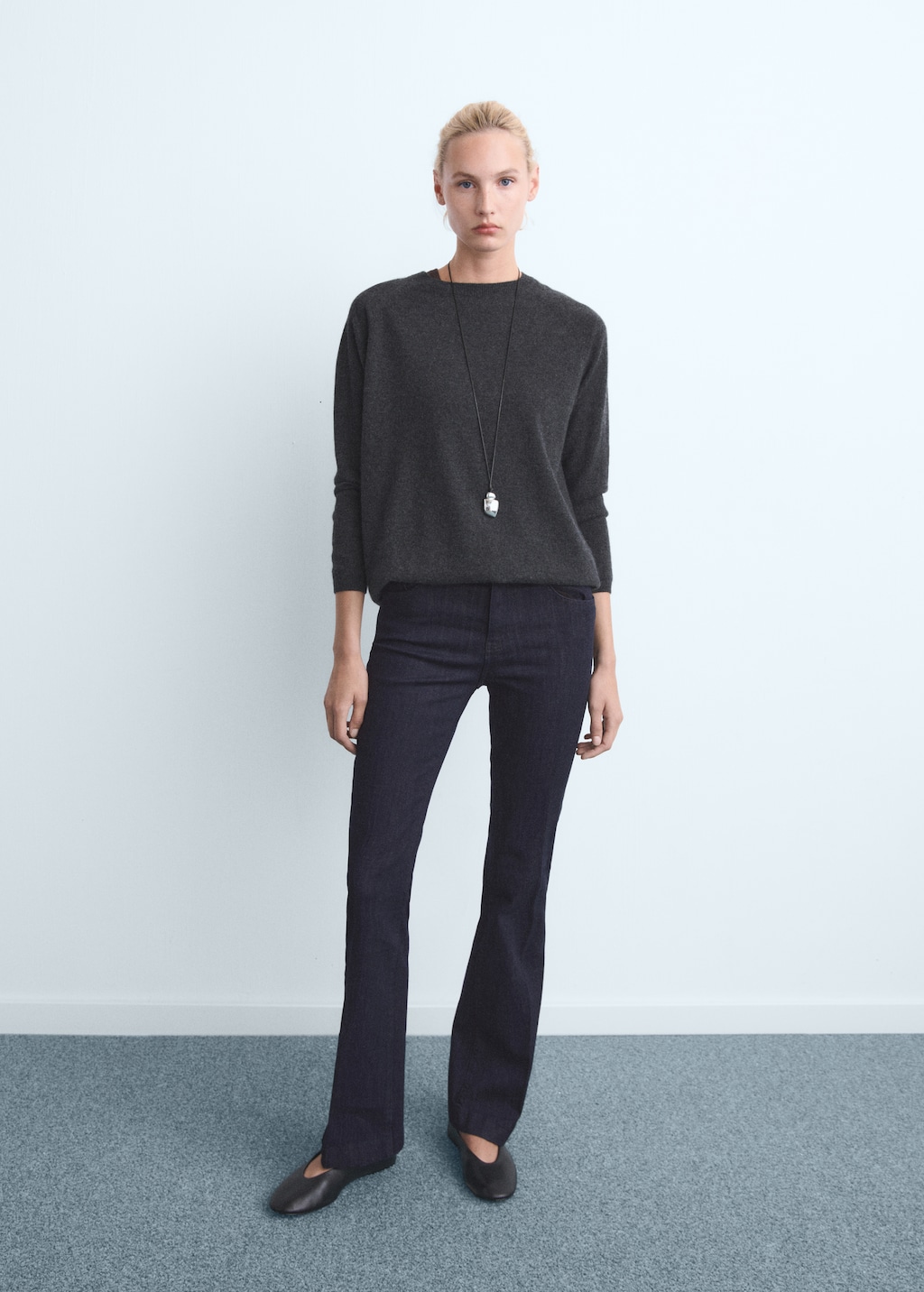 Flare jeans mid rise rinse wash