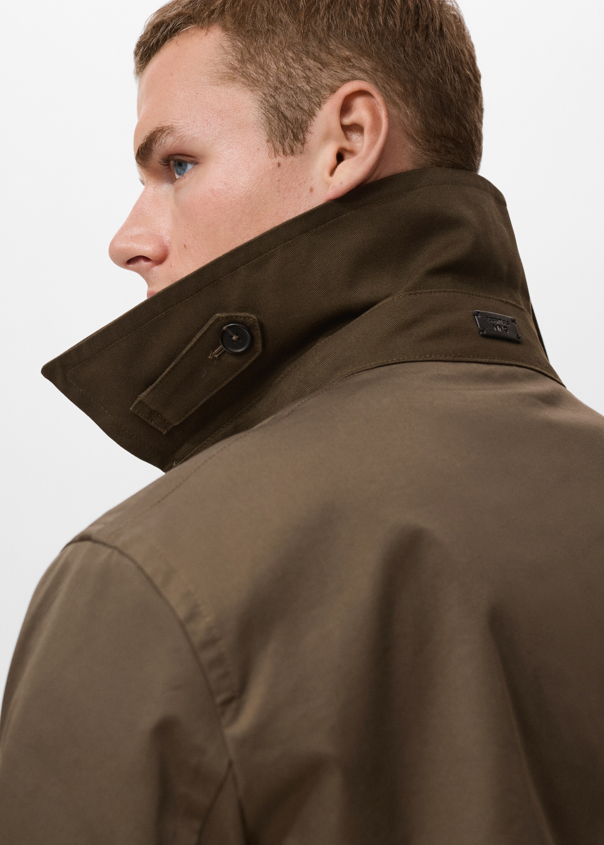 Water-repellent belted trench coat - Details of the article 1, Olive Green. Ref: 17015970-01.
