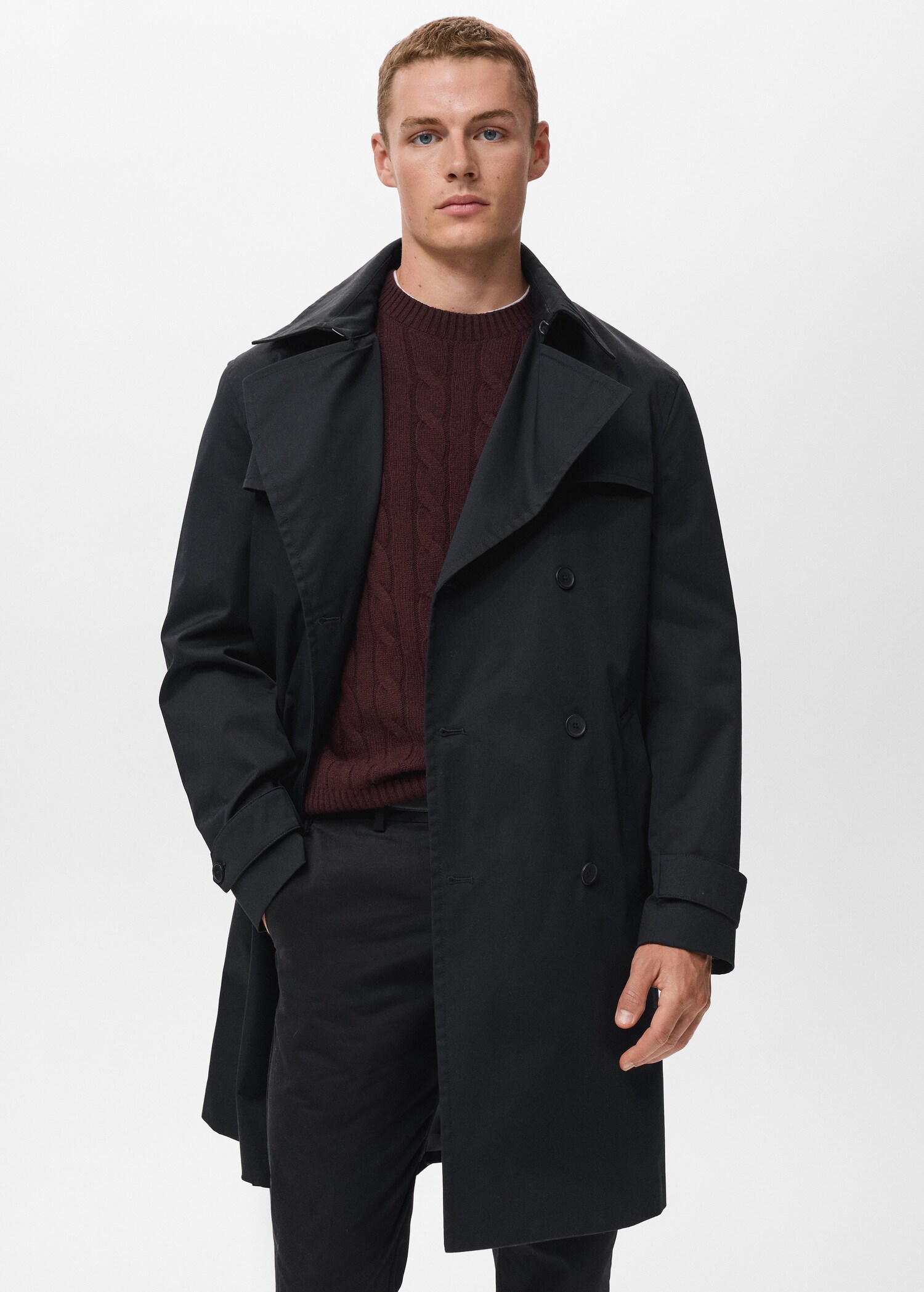 Water-repellent belted trench coat - Medium plane