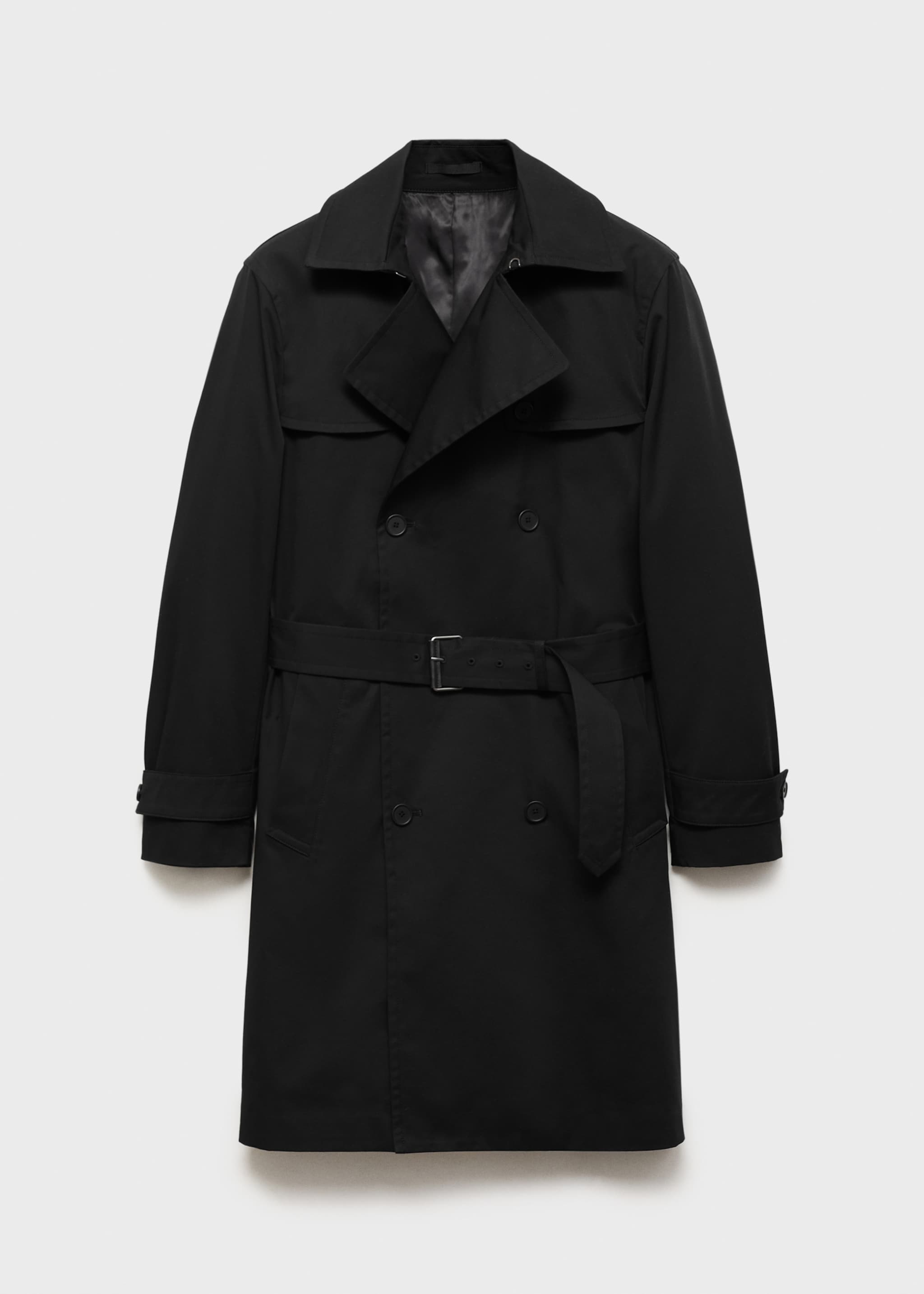Water-repellent belted trench coat - Article without model, Black. Ref: 17015970-01.