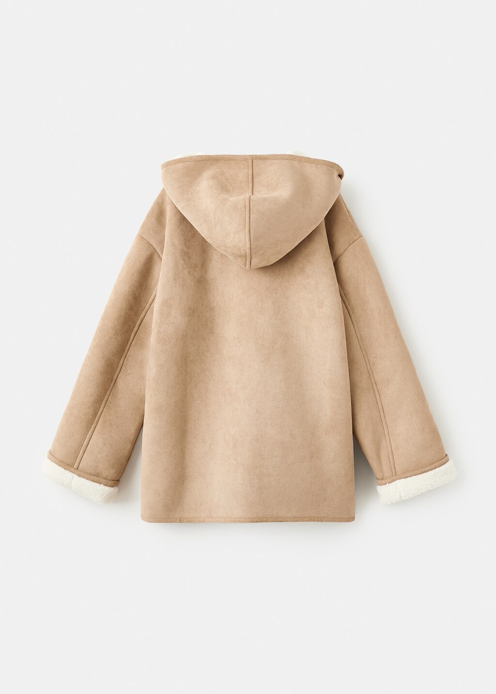 Shearling-effect hooded coat