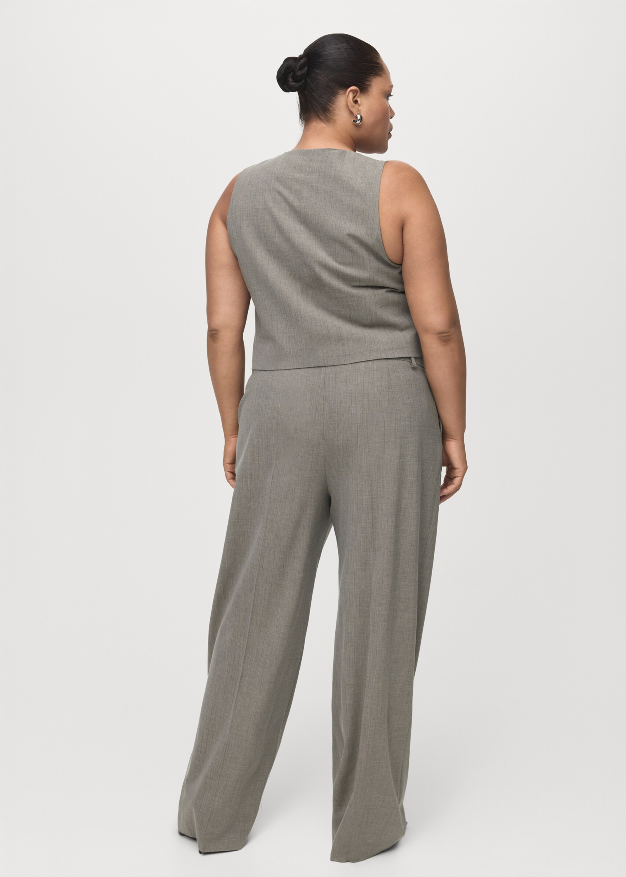 Straight wool-blend suit trousers - Details of the article 4, Grey. Ref: 17017142-01.