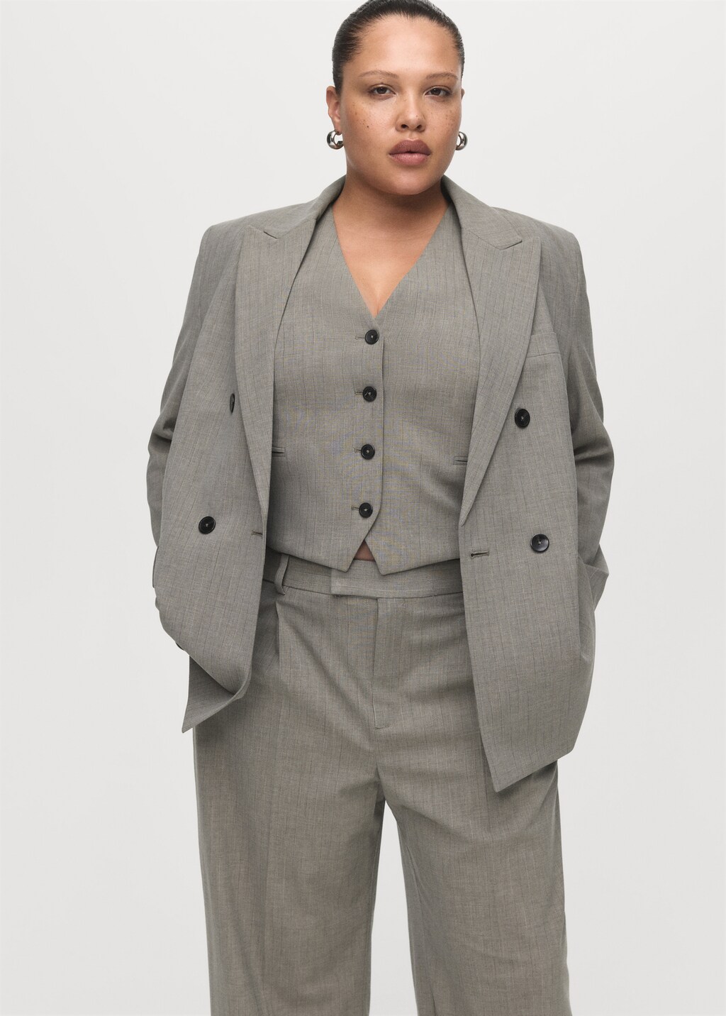 Straight wool-blend suit pants