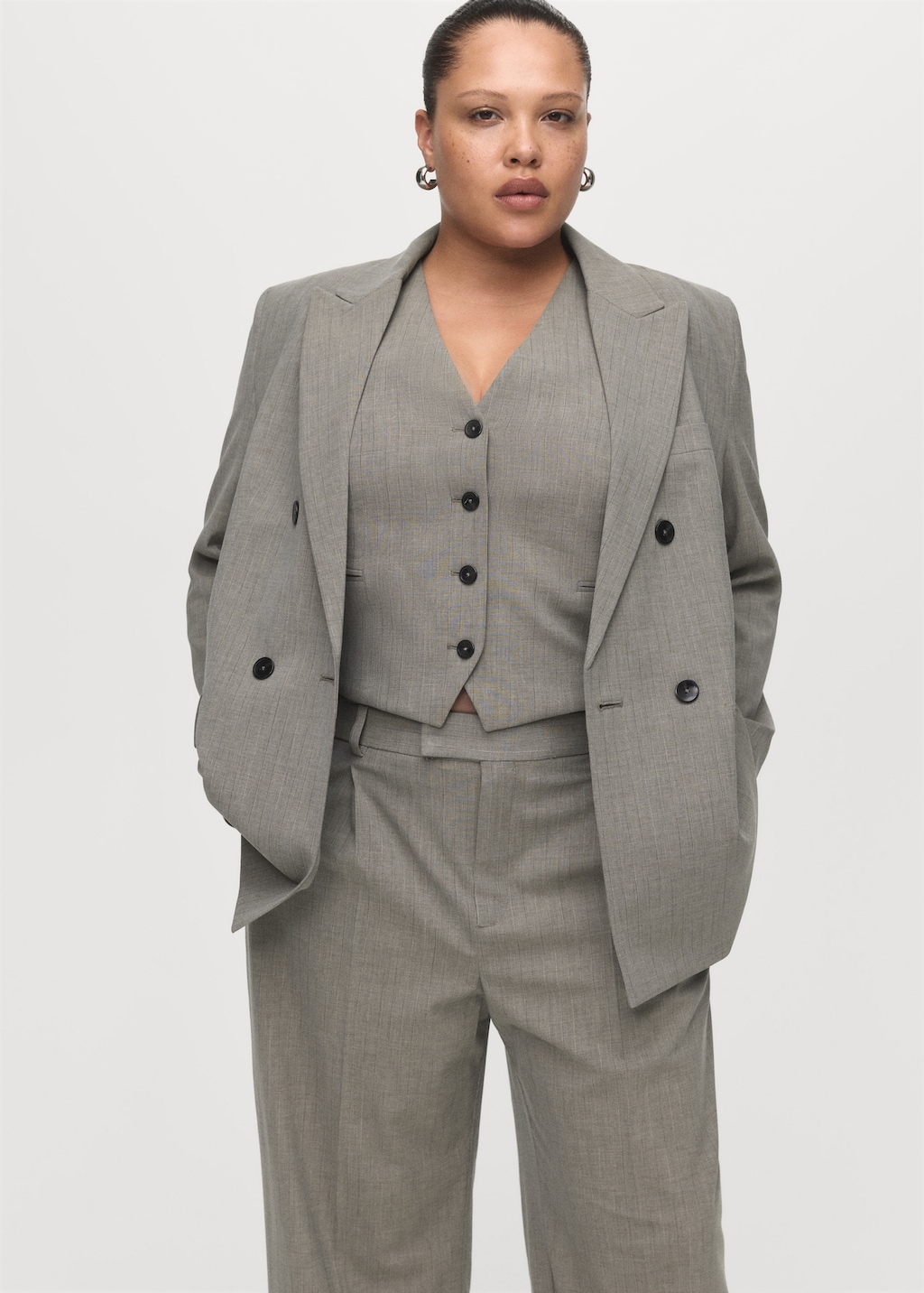 Straight wool-blend suit pants