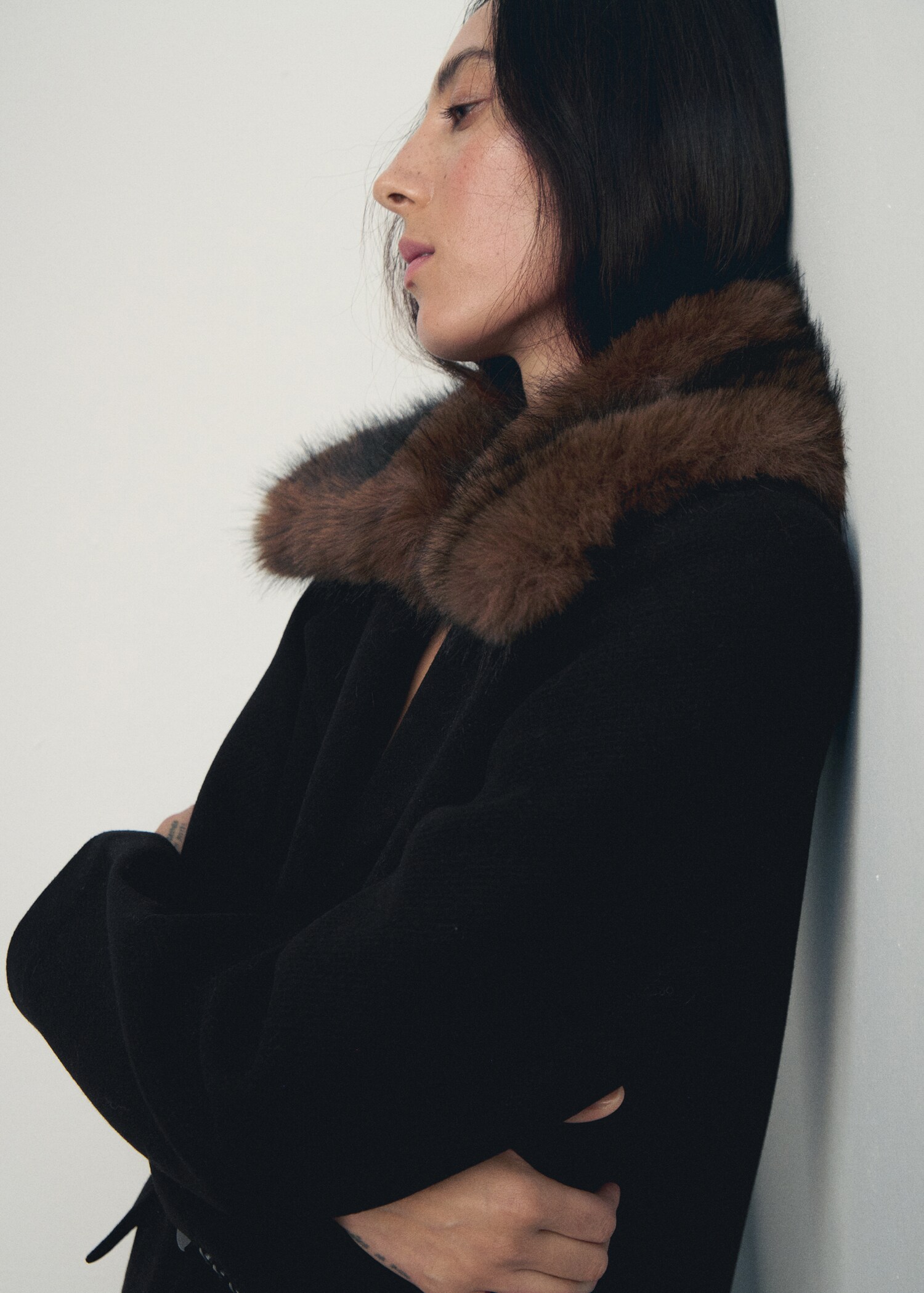 Wool coat with fur collar - Medium plane