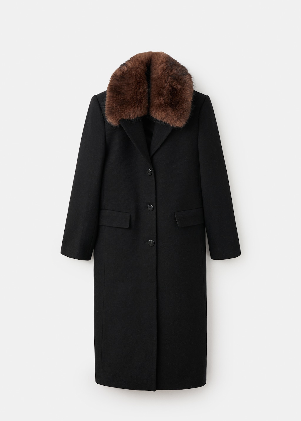 Wool coat with fur collar