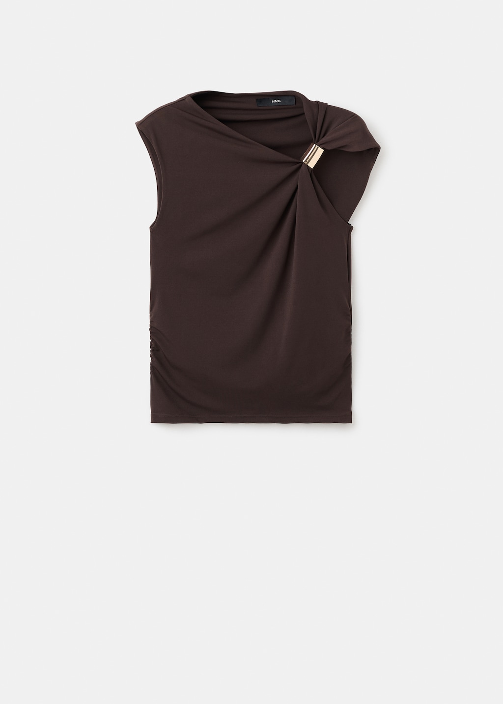 Top with asymmetrical neckline and metallic detail