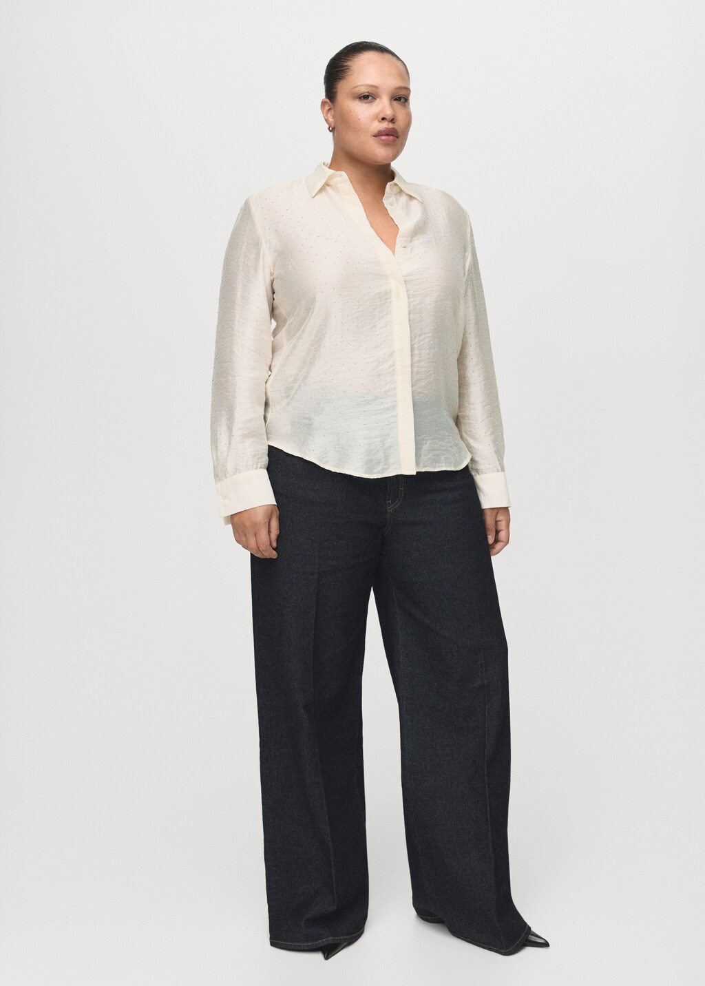 Satin shirt with rhinestones