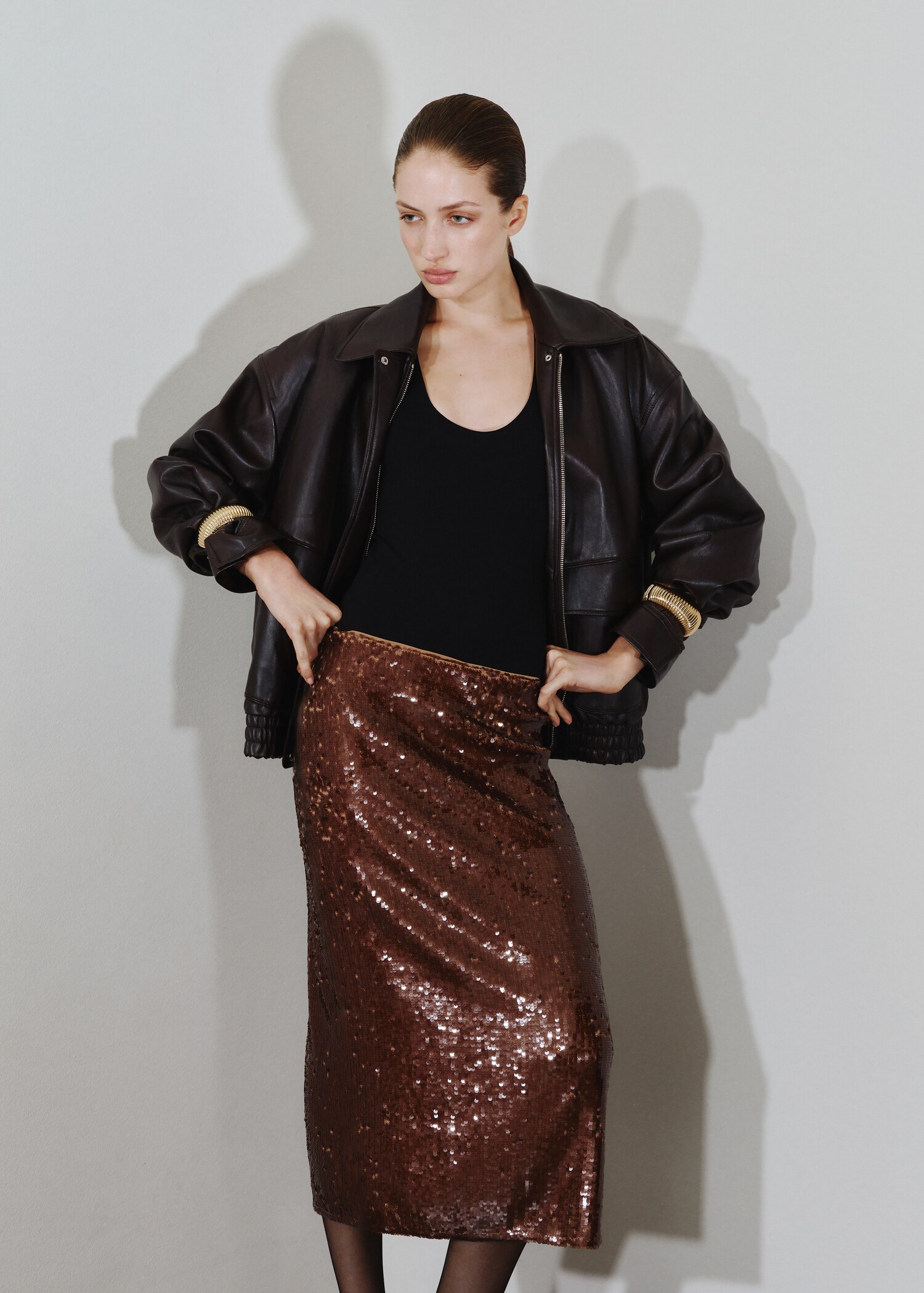 Sequin midi skirt - Medium plane