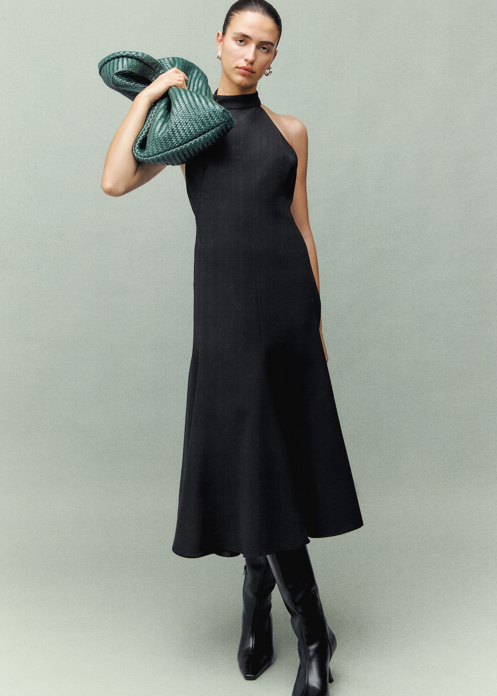 Halter-neck dress with open back