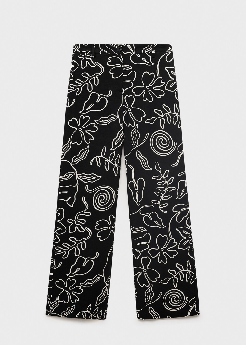 Floral-print linen-blend pants