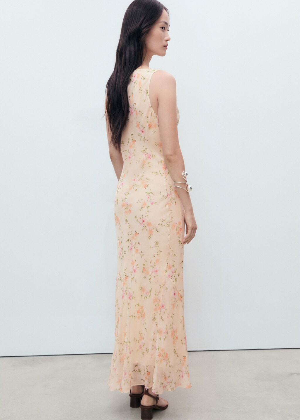 Floral-print draped dress