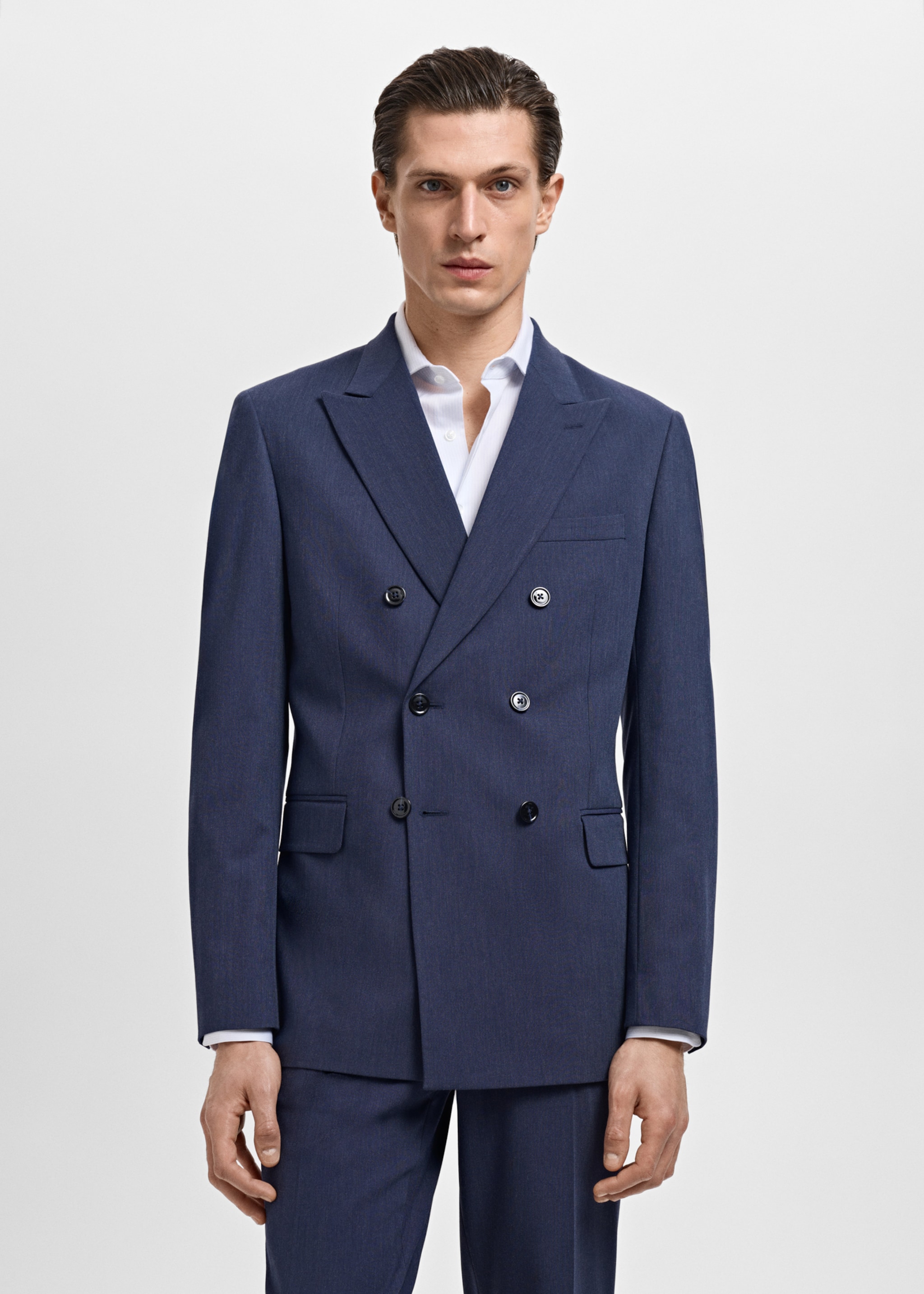 Monaco double-breasted slim-fit suit jacket - Medium plane