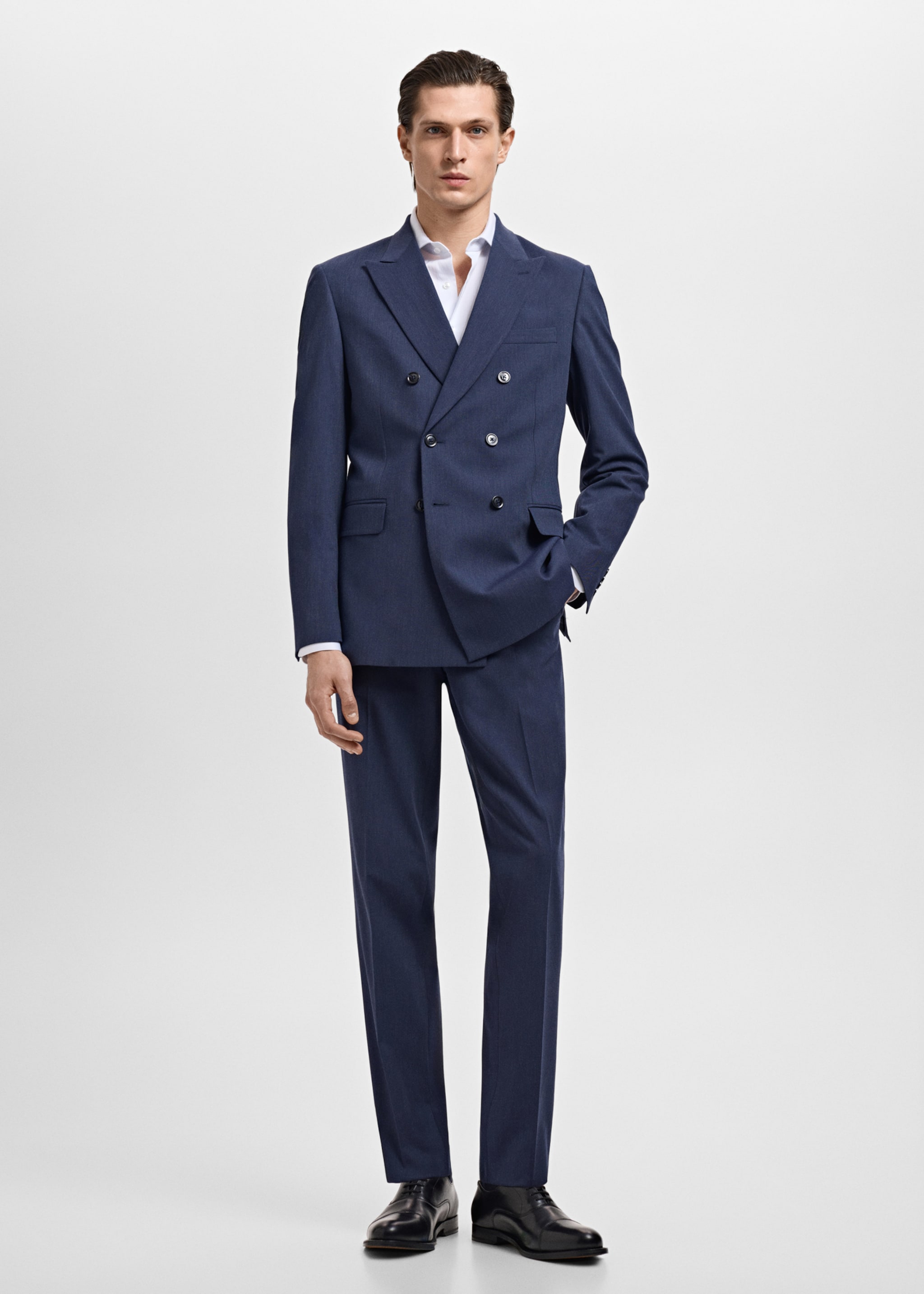 Monaco double-breasted slim-fit suit jacket - General plane