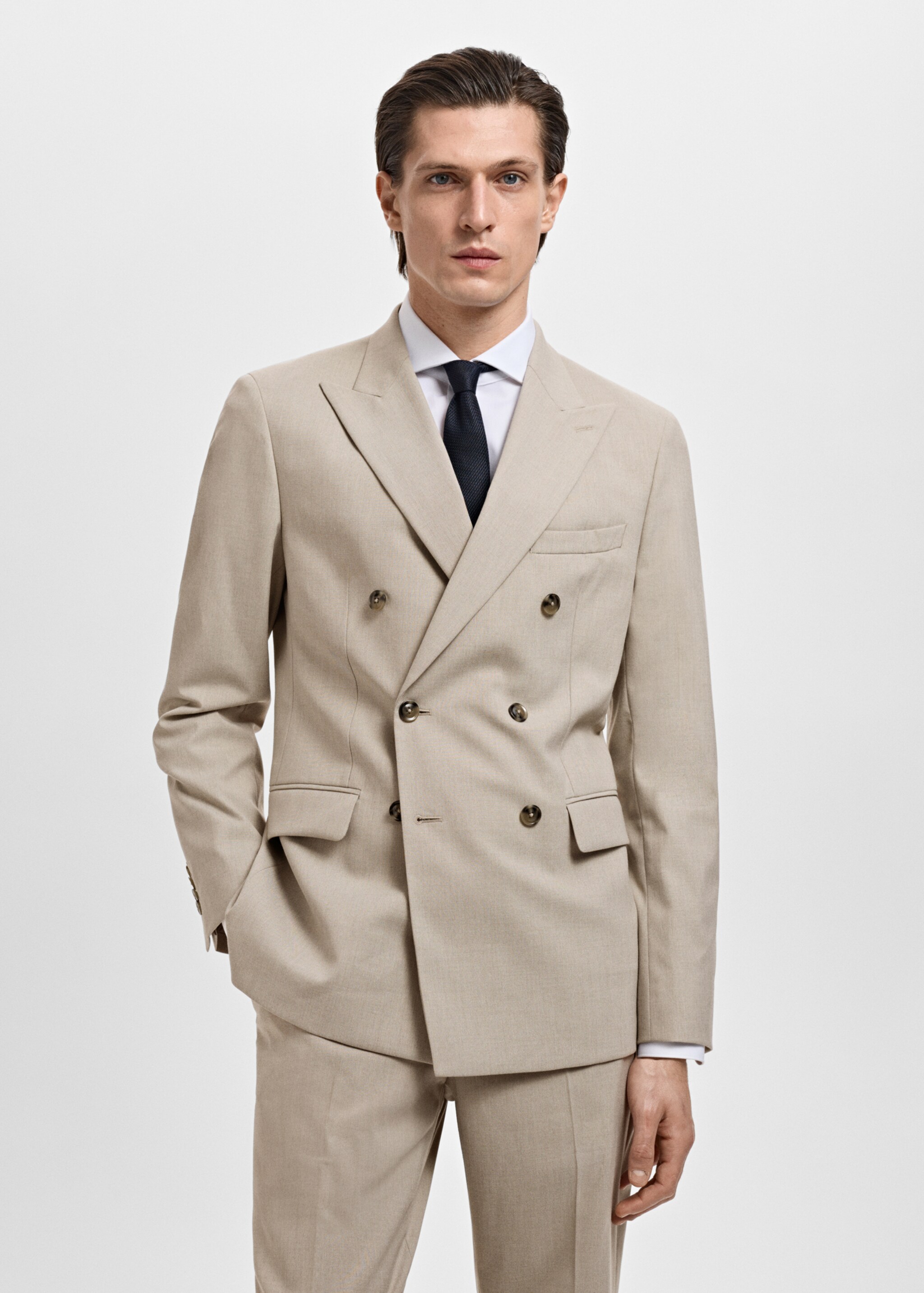 Monaco double-breasted slim-fit suit jacket - Medium plane