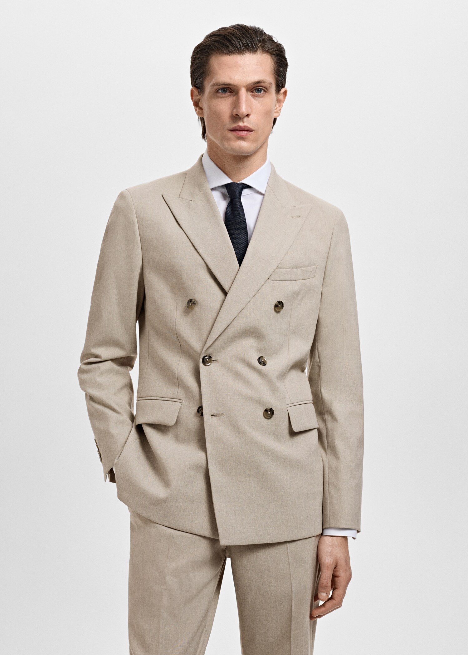 Monaco double-breasted slim-fit suit jacket - Medium plane