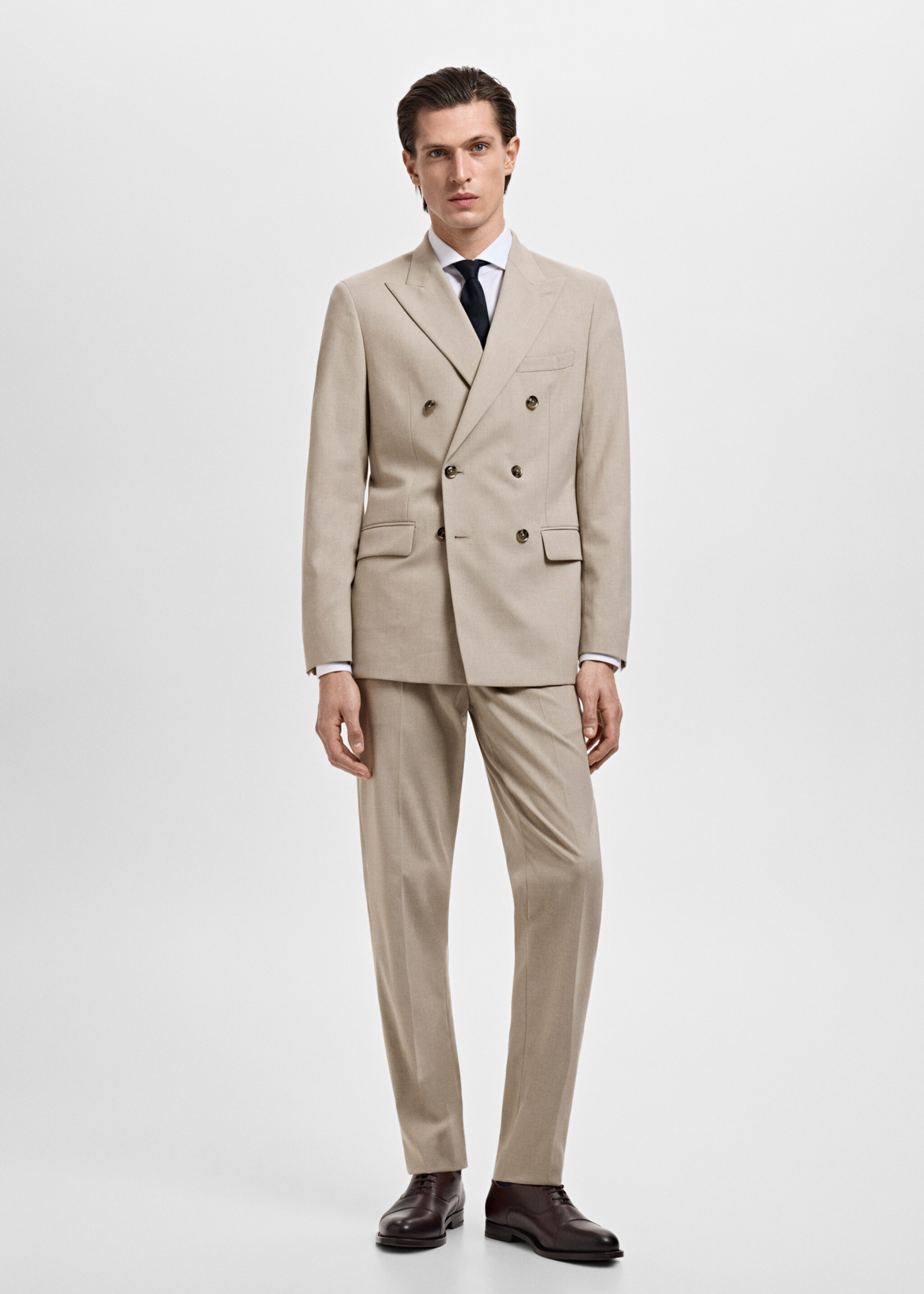 Monaco double-breasted slim-fit suit jacket - General plane