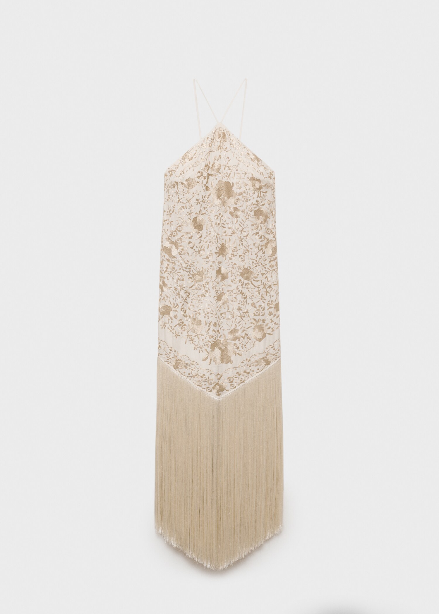 Floral-embroidered dress with fringe detail - Article without model