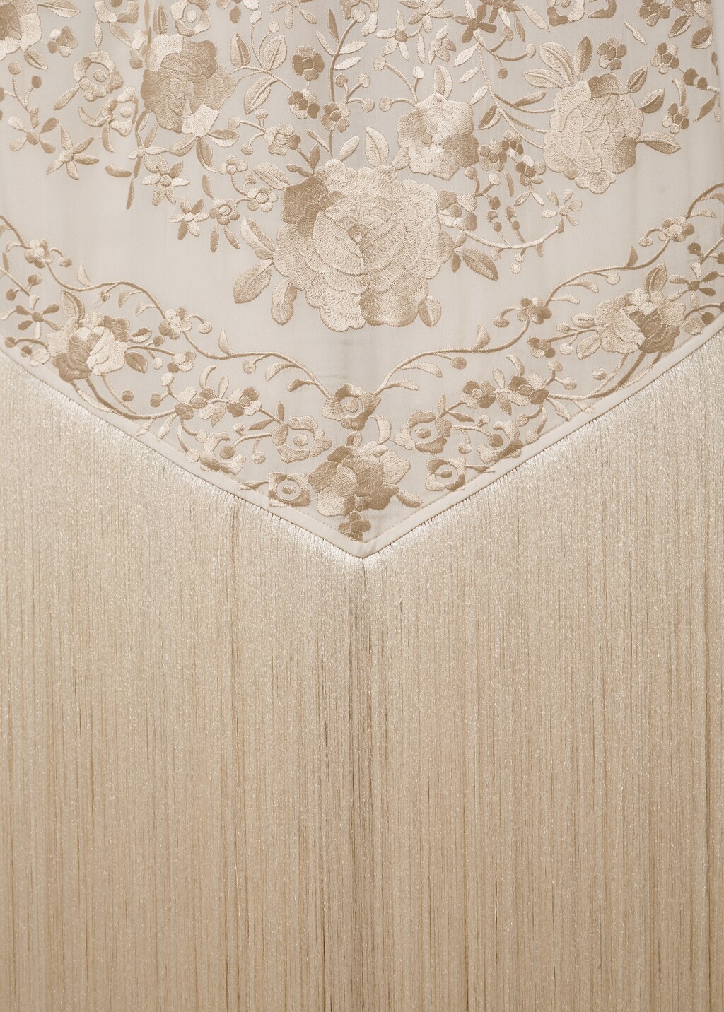 Floral-embroidered dress with fringe detail