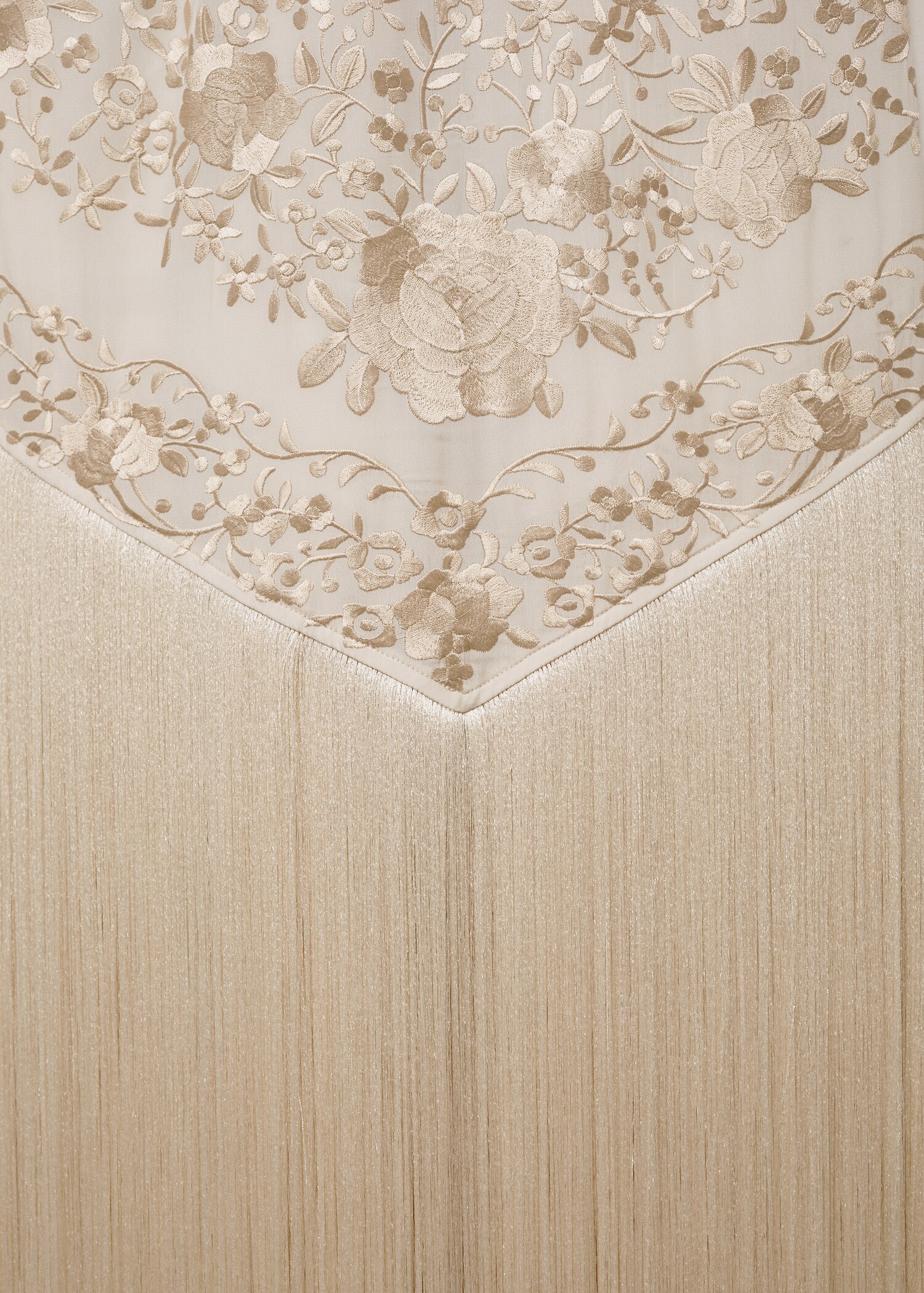 Floral-embroidered dress with fringe detail - Details of the article 0