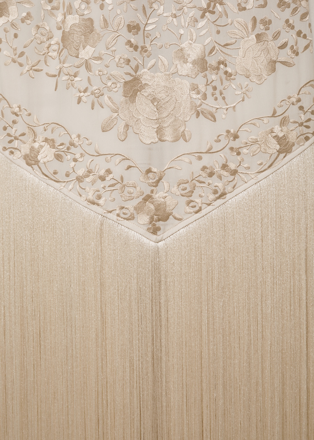 Floral-embroidered dress with fringe detail