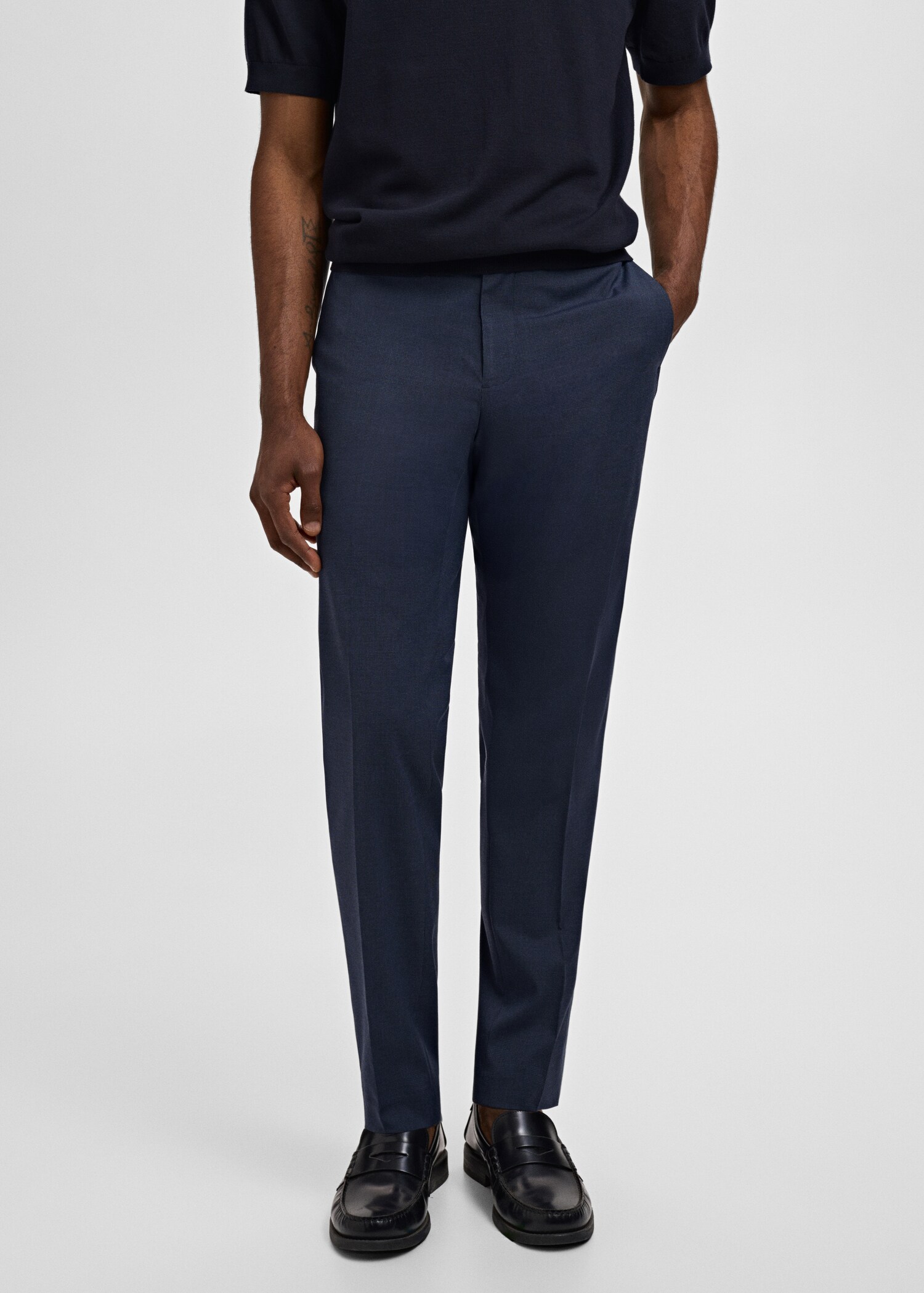 Stretch fabric super slim-fit suit trousers - Medium plane