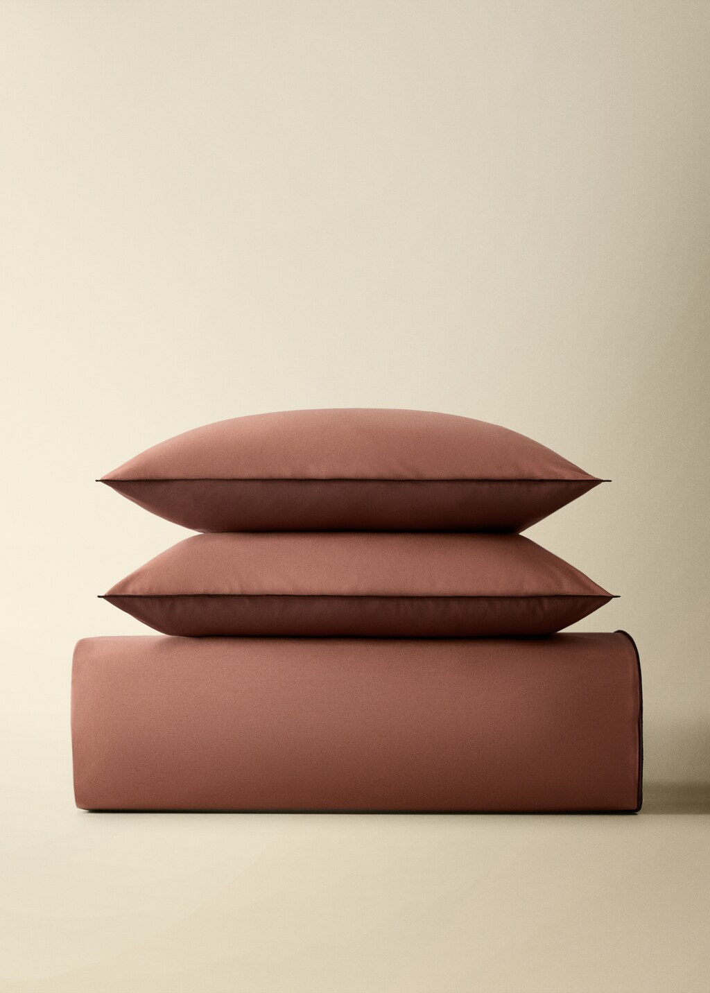 200-thread count percale cotton duvet cover with contrasting overlock for 180/200 cm bed