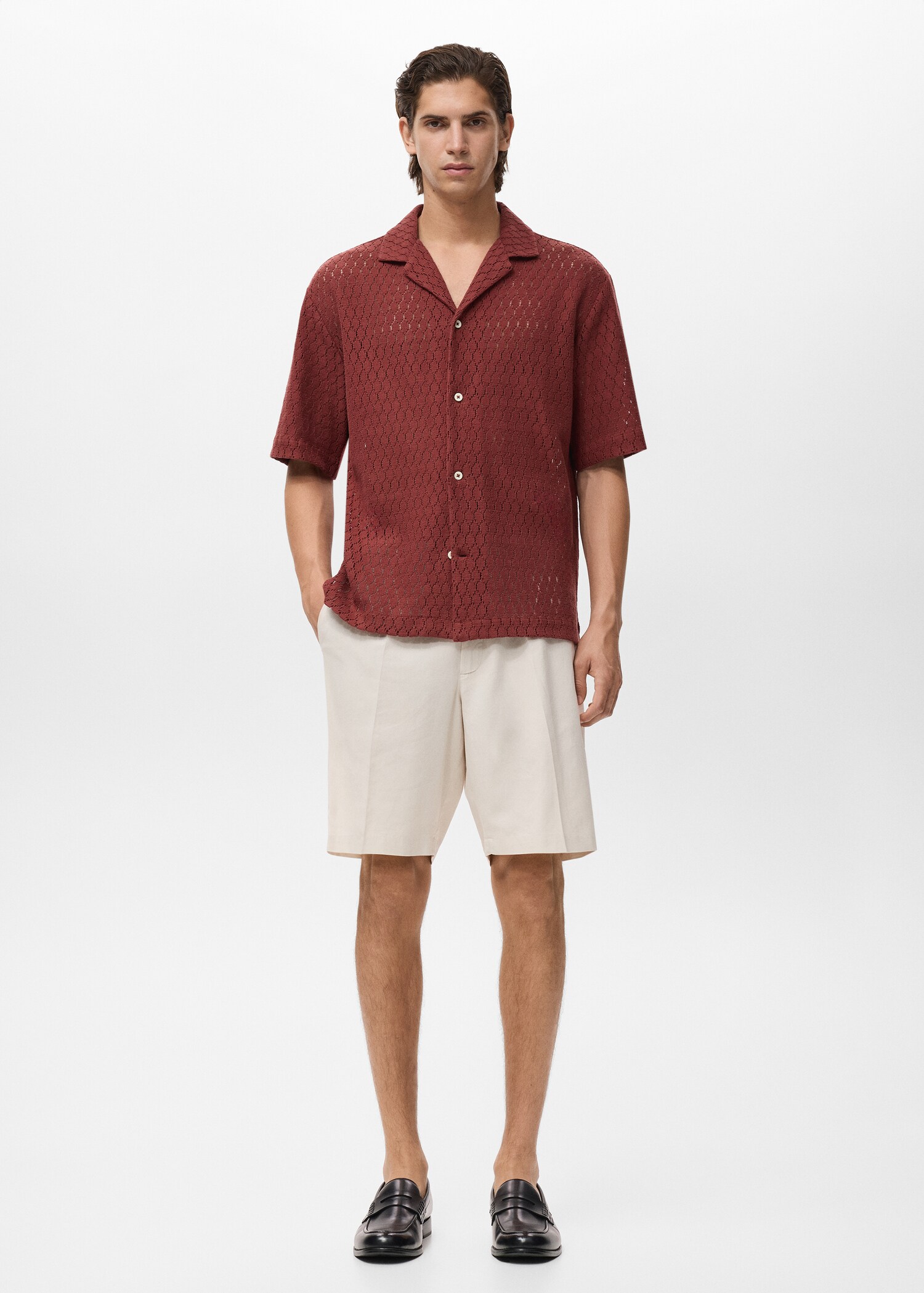 Cotton blouse with openwork detail - General plane